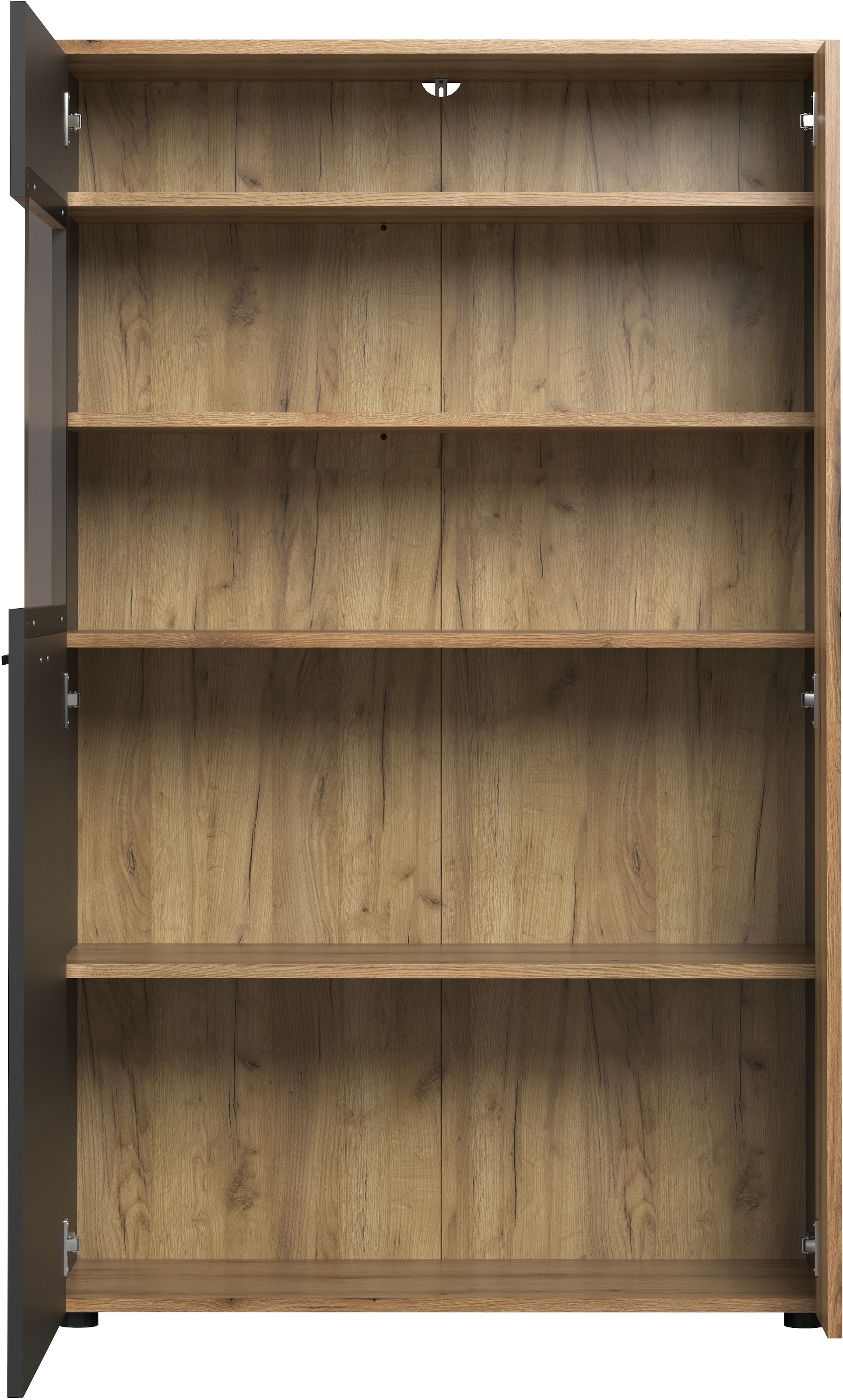 INOSIGN Highboard »Estepona«, (1 St.), Vitrine mit Rillenoptik - Türen links oder rechts montierbar