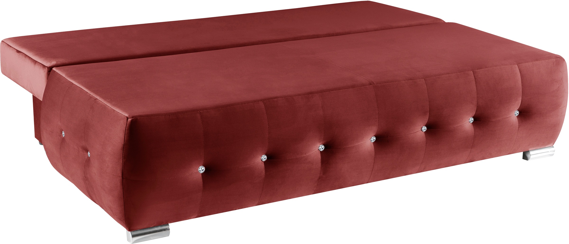 WERK2 Schlafsofa »Monaco«, 2-Sitzer Schlafcouch mit Bettkasten & funkelnden Ziersteinchen