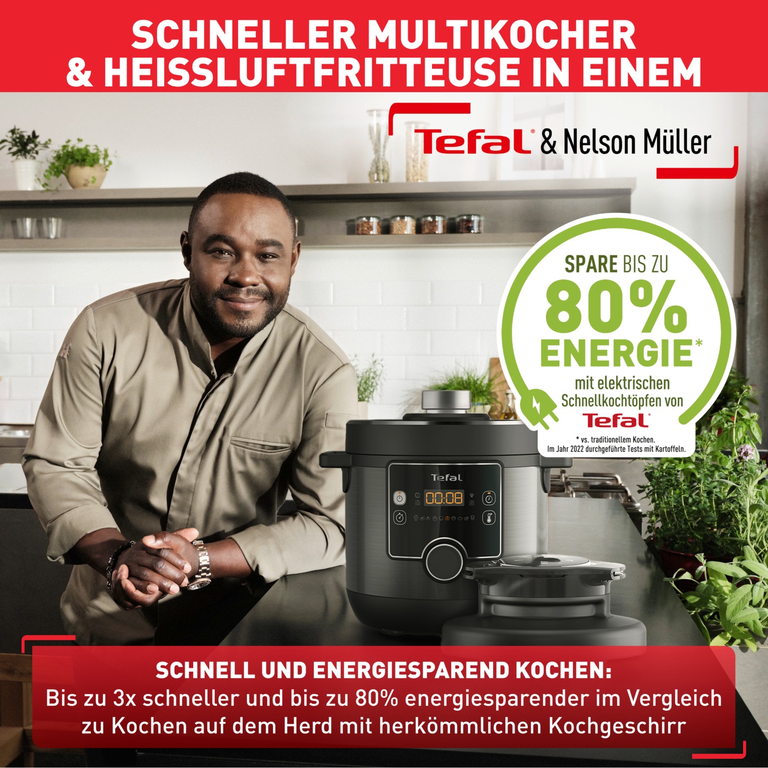 Tefal Multikocher »CY7788 Turbo Cuisine & Fry«, Schnellkochfunktion, 10 aut. Kochprogramme, 4 Extra Crisp Programme