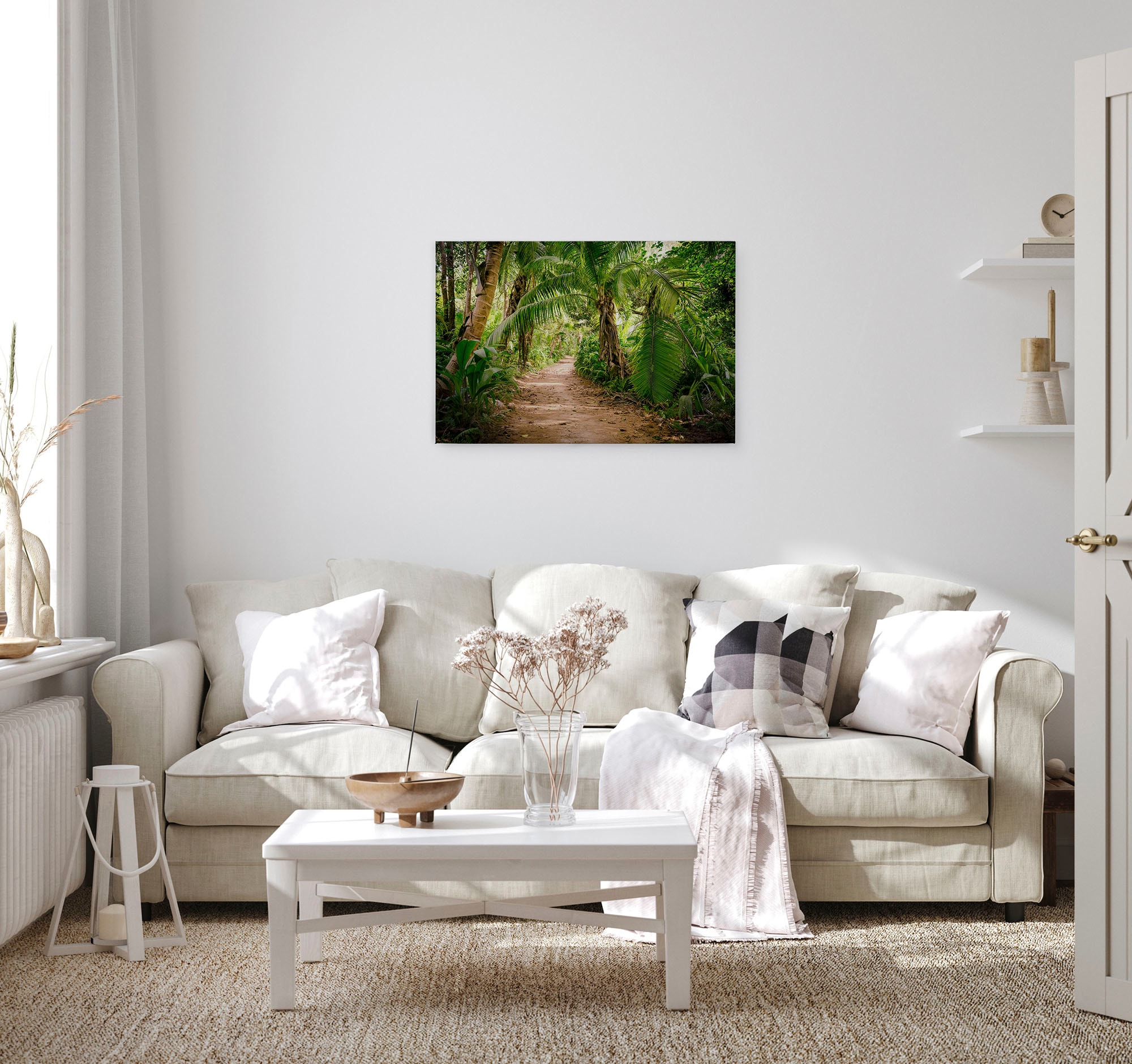 A.S. Création Leinwandbild »Palm Walk«, Kunst-Gemälde-Kinder, (1 St.), Palmen Wald Keilrahmen Natur Leinwand-Bild Wohnzimmer modern Wandbild
