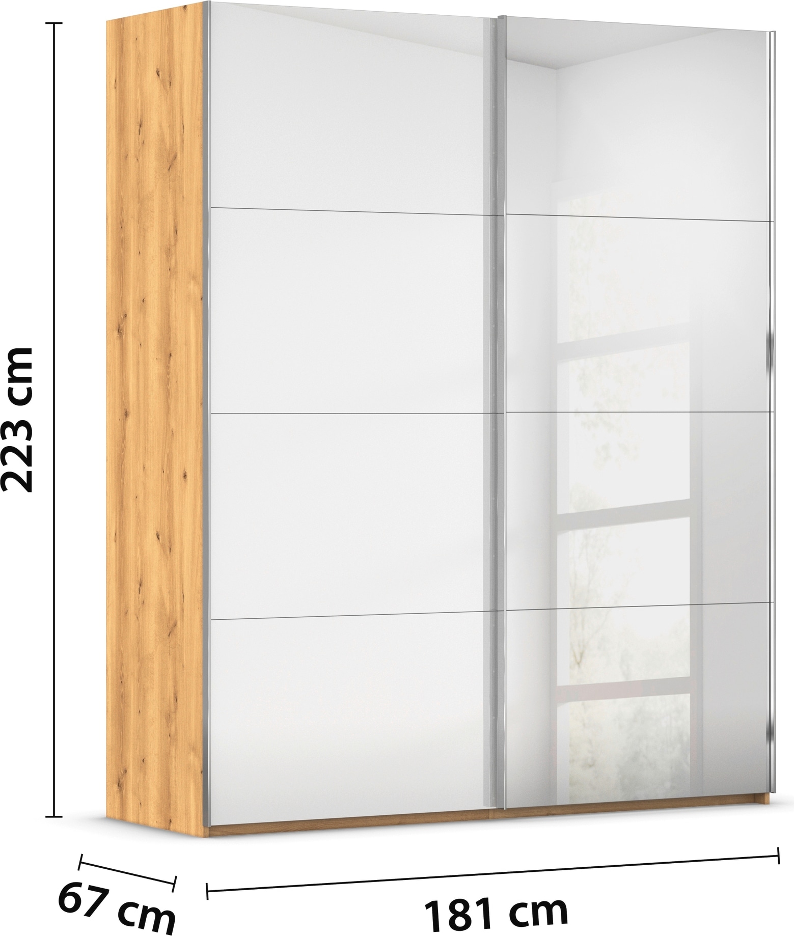 rauch Schwebetürenschrank »Kleiderschrank Schrank Garderobe Schlafzimmerschrank SCALE-FYRA«, edle viergeteilte Türen Spiegel/Glas-Mix viele Farben MADE IN GERMANY