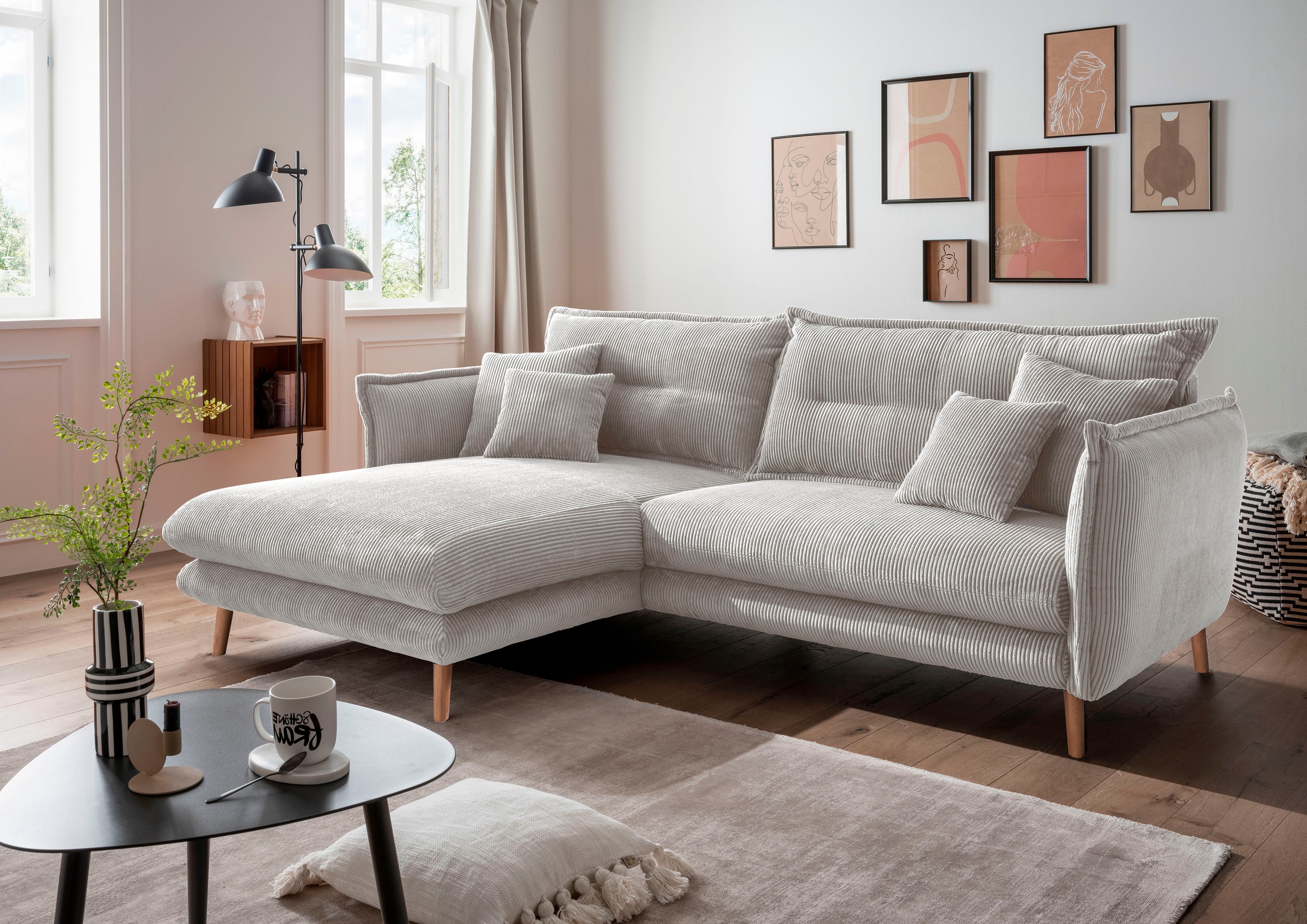 INOSIGN Ecksofa »Lazio modern und bequem, schmale Armlehnen, tolle Detailve günstig online kaufen