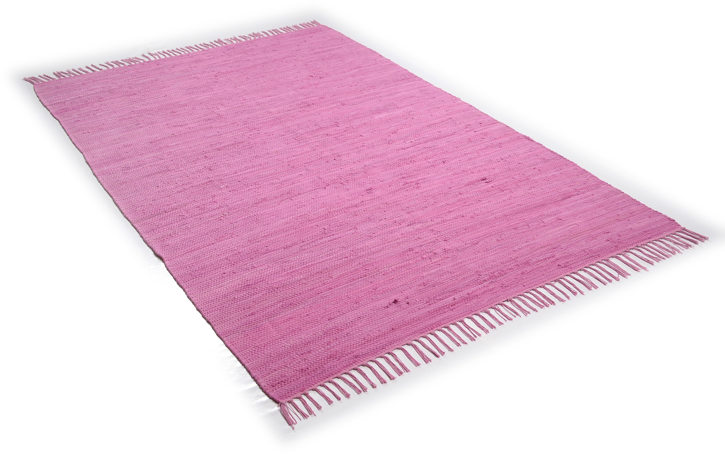 THEKO Teppich »Happy Cotton«, mit Flachgewebe, Baumwolle, reine und schnell rechteckig, Teppich, handgewebt, bestellen Fransen bequem Handweb