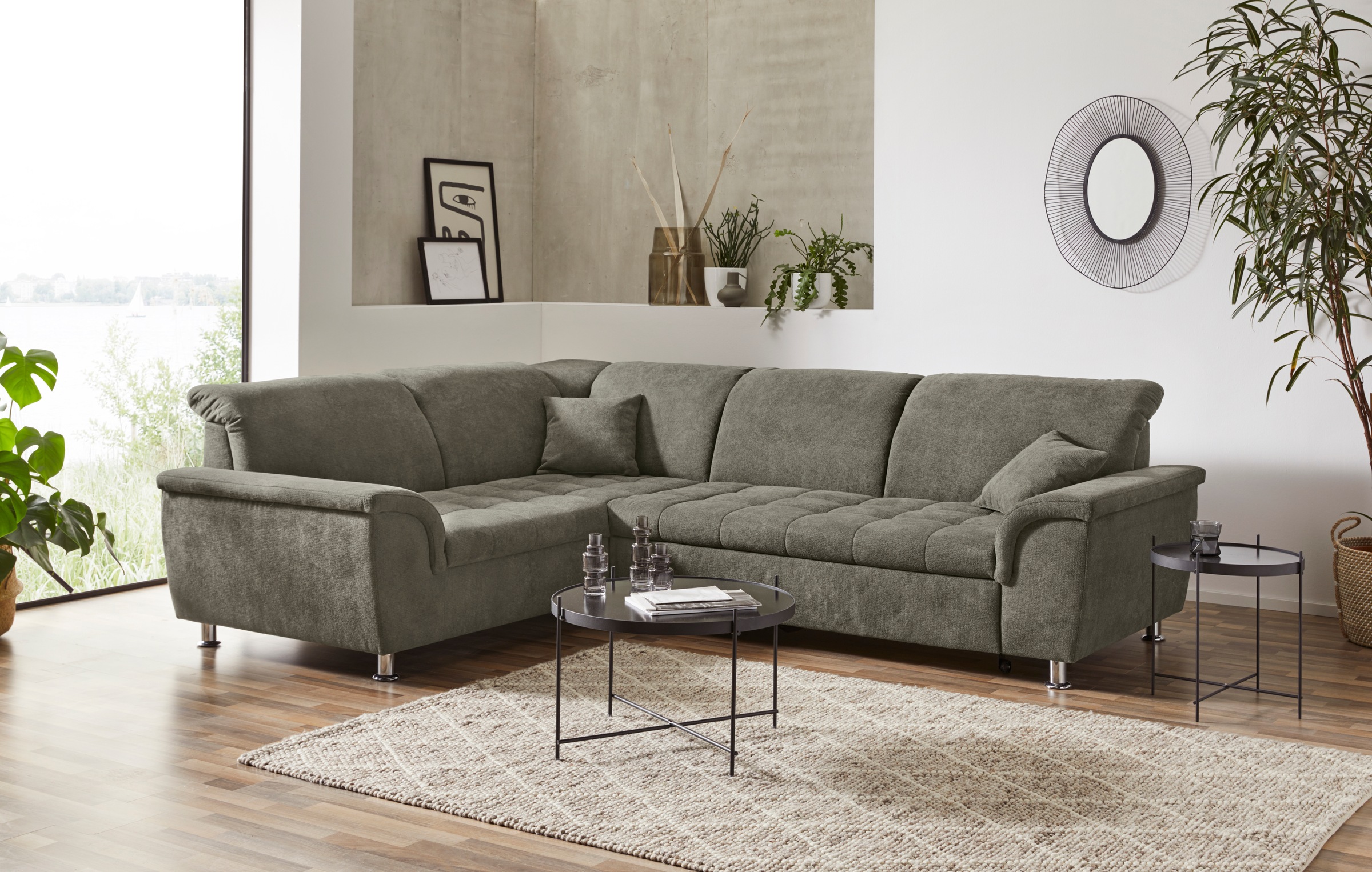 DOMO collection Ecksofa »Franzi, zeitlos und elegant, moderne Sitzheftung, günstig online kaufen