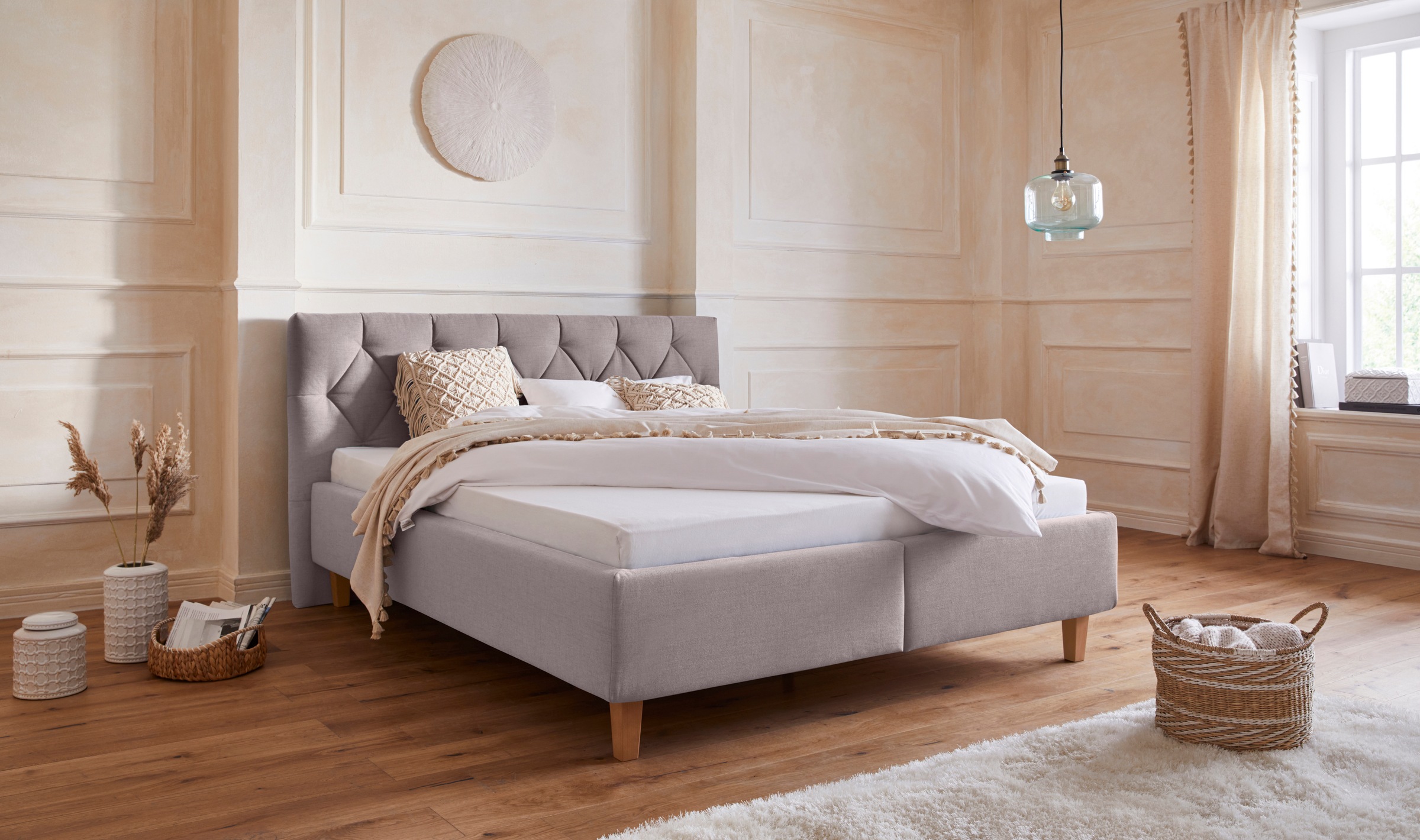 Home affaire Polsterbett »Sunley 100« Kreuzsteppung, Kopfteilhöhe 102 cm, o günstig online kaufen