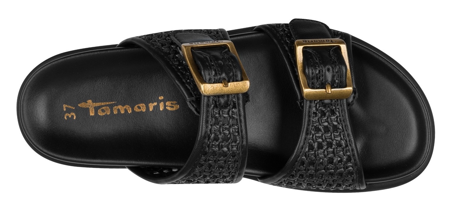 Tamaris Pantolette, Plateau, Sommerschuh, Schlupfschuh mit verstellbaren Schnallen