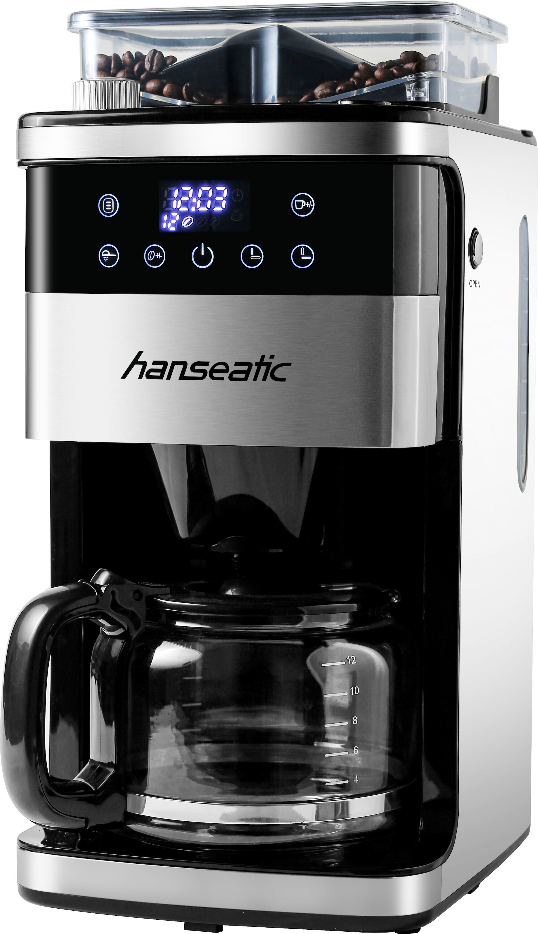 Hanseatic Kaffeemaschine mit Mahlwerk »HCMG105015SD«, 1,5 l Kaffeekanne, Papierfilter-Permanentfilter, 1x4