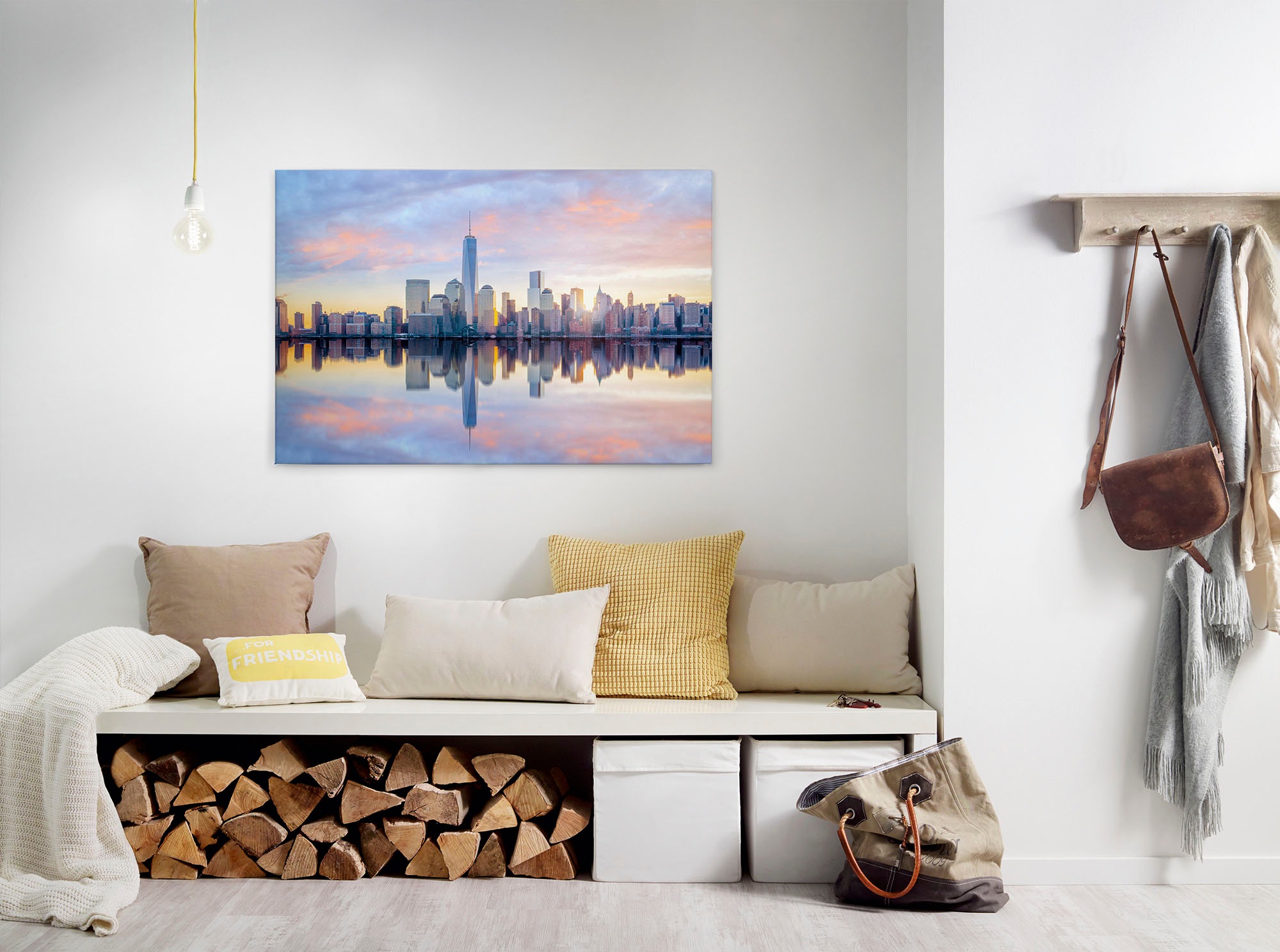 Bricoflor Sonnenuntergang Leinwand Mit Skyline Von New York Modernes Schlaf günstig online kaufen