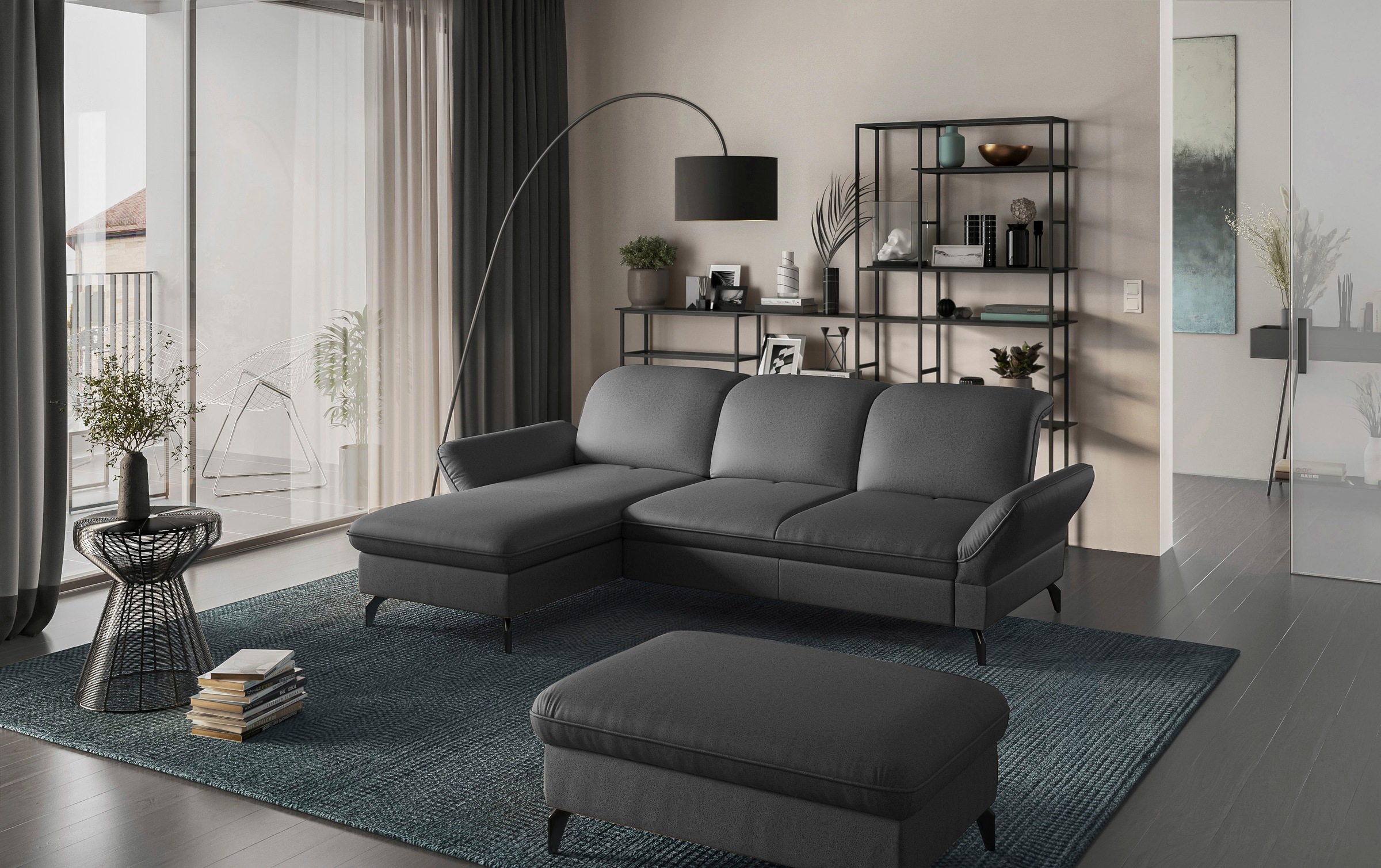 sit&more Ecksofa »Leandro L-Form«, Wahlweise mit Bett-, Kopfteil - und Armlehnfunktion, sowie Bettkasten