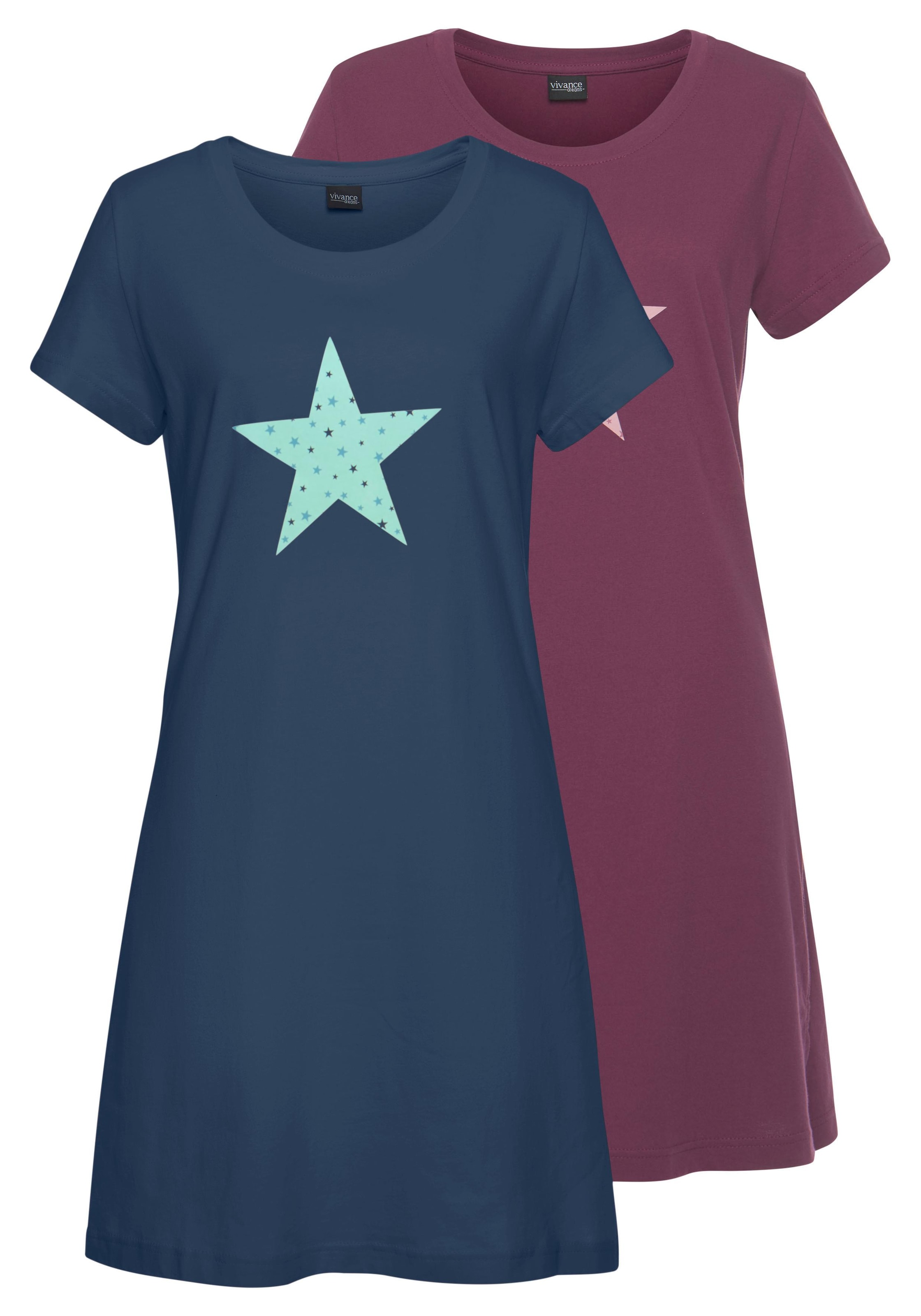 Vivance Dreams Nachthemd, (2er-Pack), mit Sternenprint günstig kaufen | Pyjama-Sets