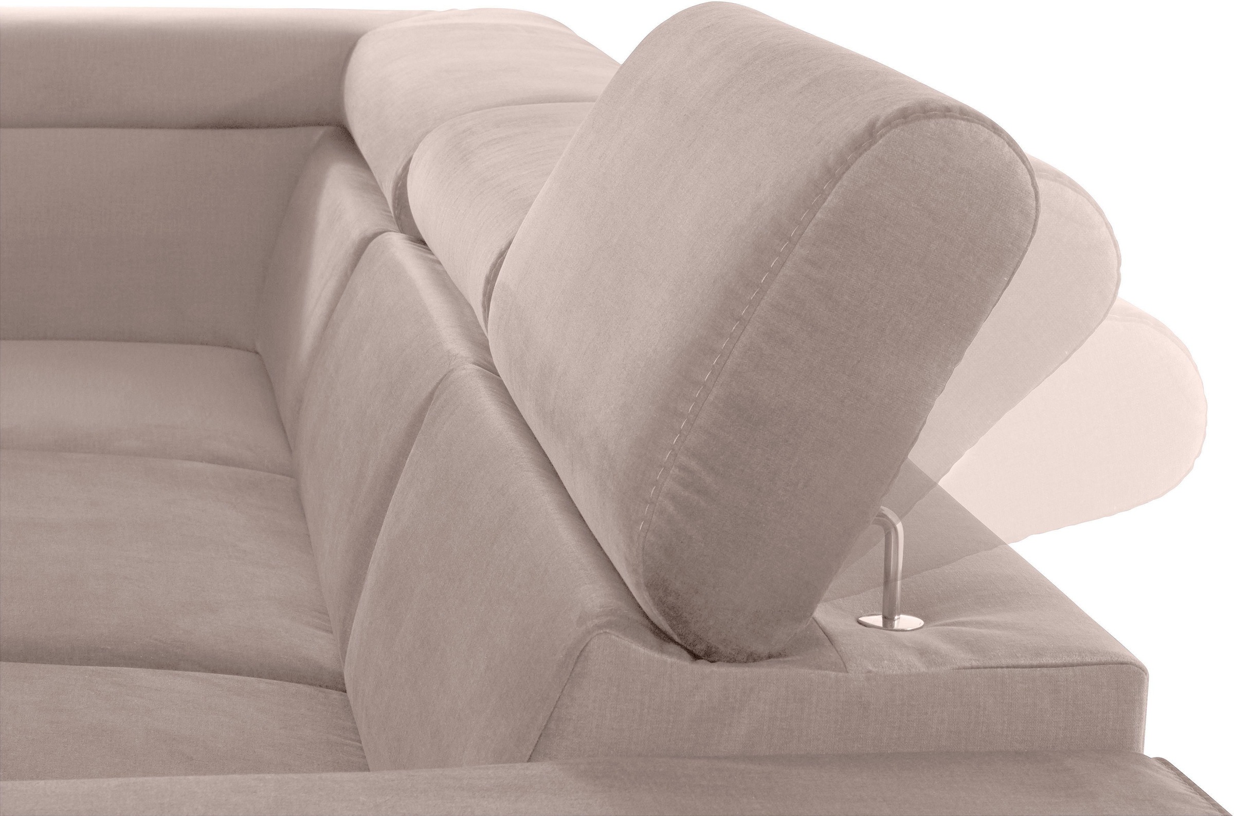 COTTA Polstergarnitur »Morven L-Form«, (Set), Set bestehend aus: Ecksofa mit Kopfteilverstellung & Hocker