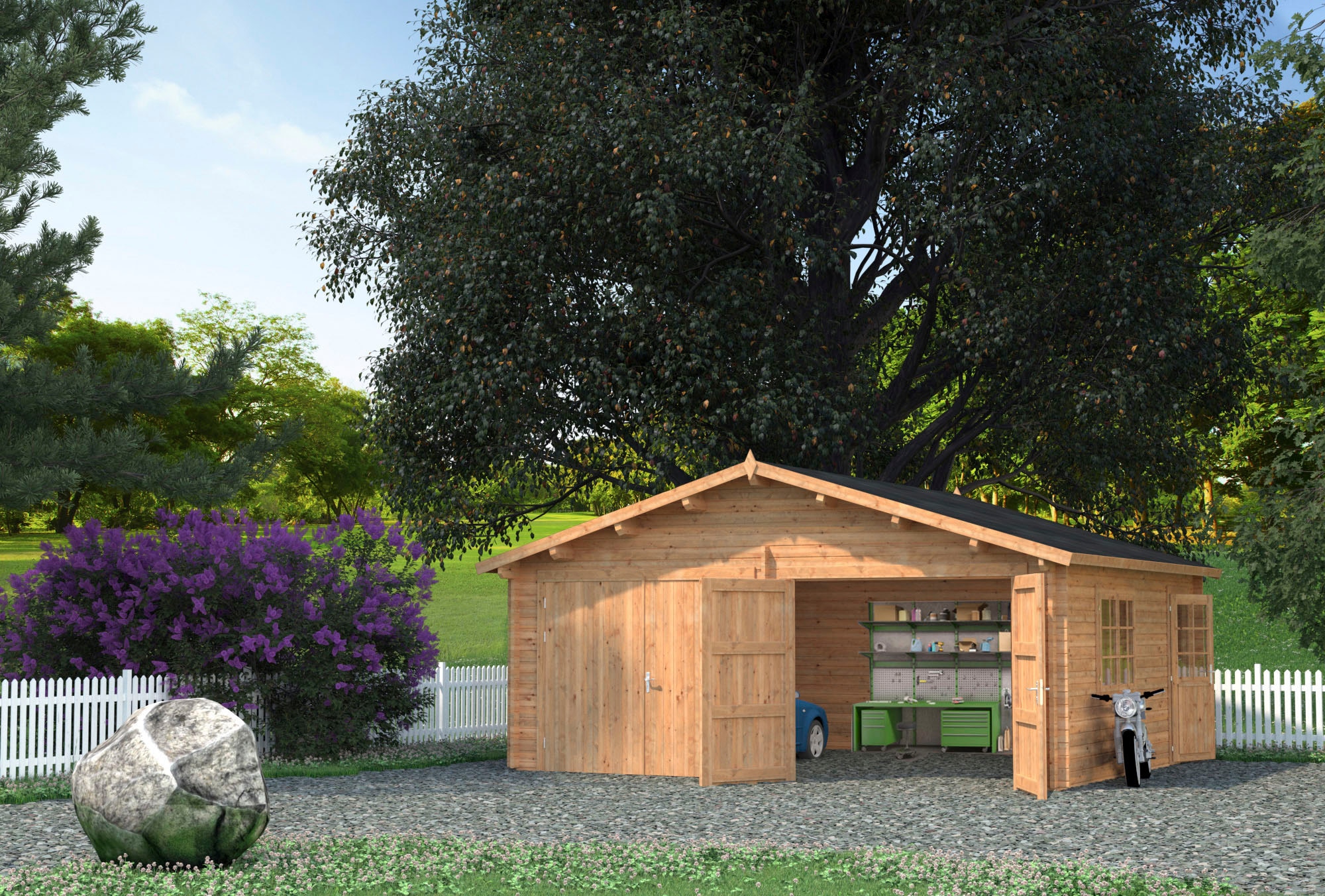Palmako Garage »Roger«, BxTxH: 629x565x310 cm, mit Holztor, hellbraun