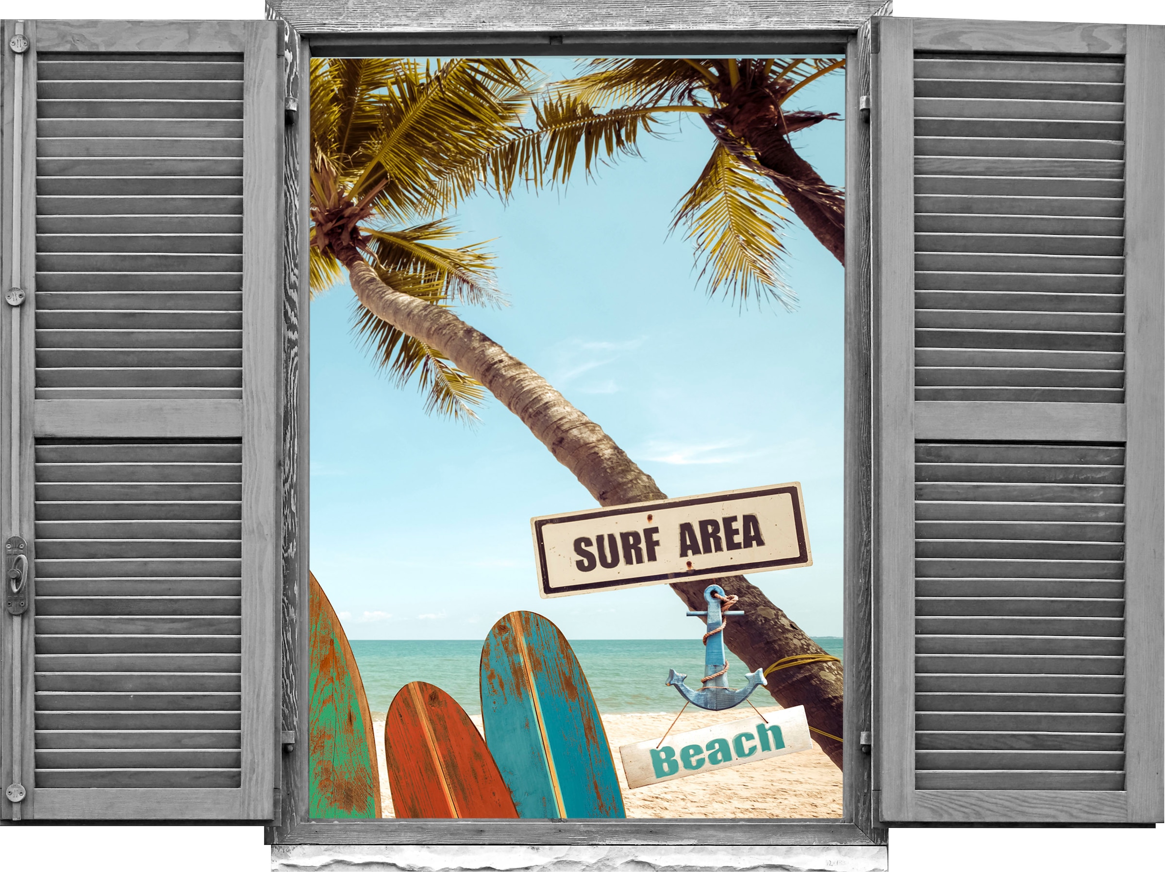 queence Wandtattoo »Surf Beach«, (1 St.), Wandsticker, Wandbild, selbstkleb günstig online kaufen