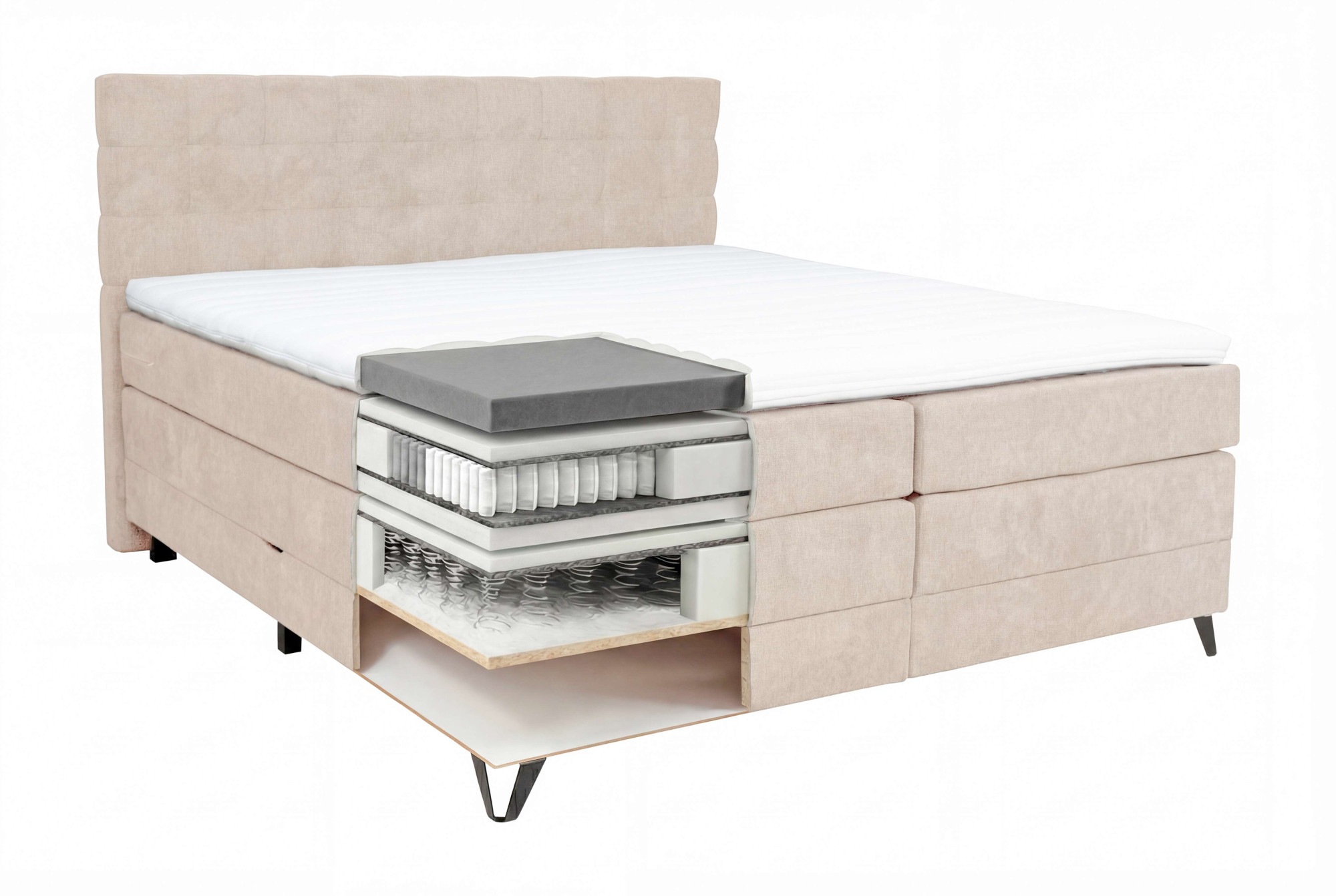 Home affaire Boxspringbett »Ilona, Doppelbett, Polsterbett, Federkernbett, Komforbett, 160, 180 cm« inkl. Topper, zwei Bettkästen, Taschen-Federkernmatratze, Härtegrad 3