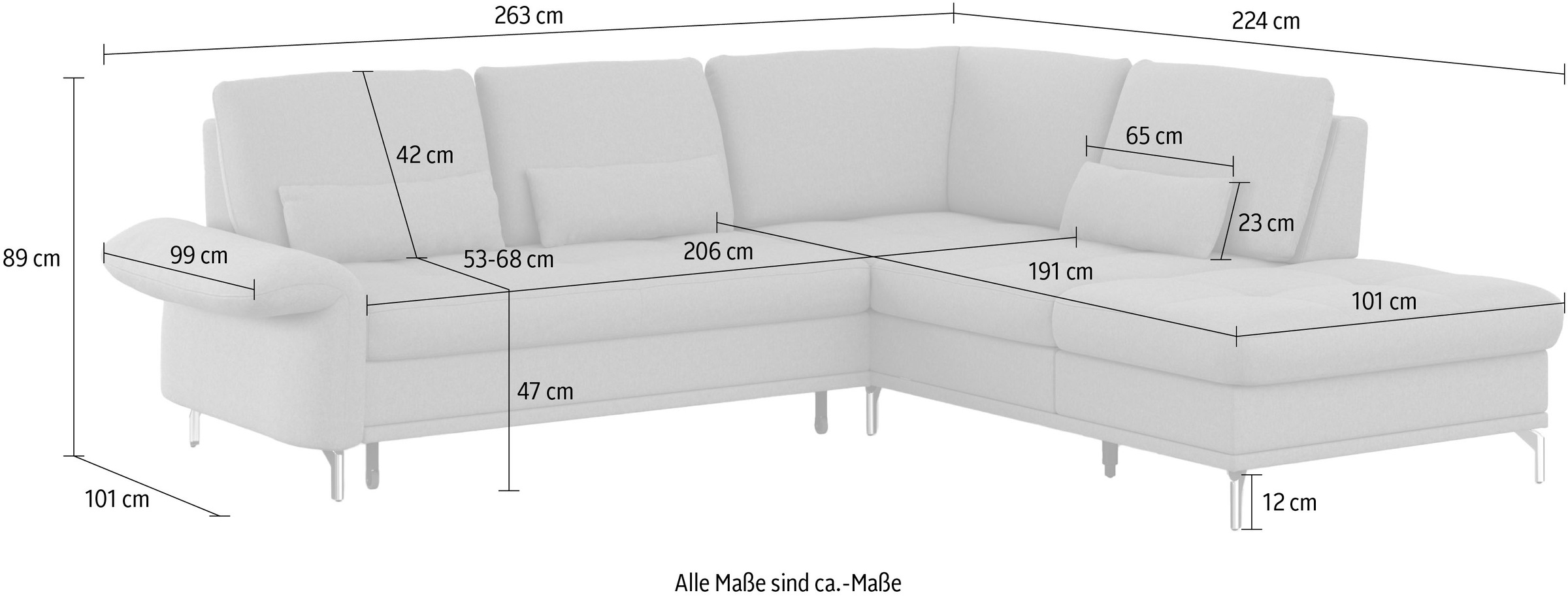 INOSIGN Ecksofa »Palm Beach L-Form«, Federkern, mit Sitztiefenverstellung, wahlweise mit Bettfunktion