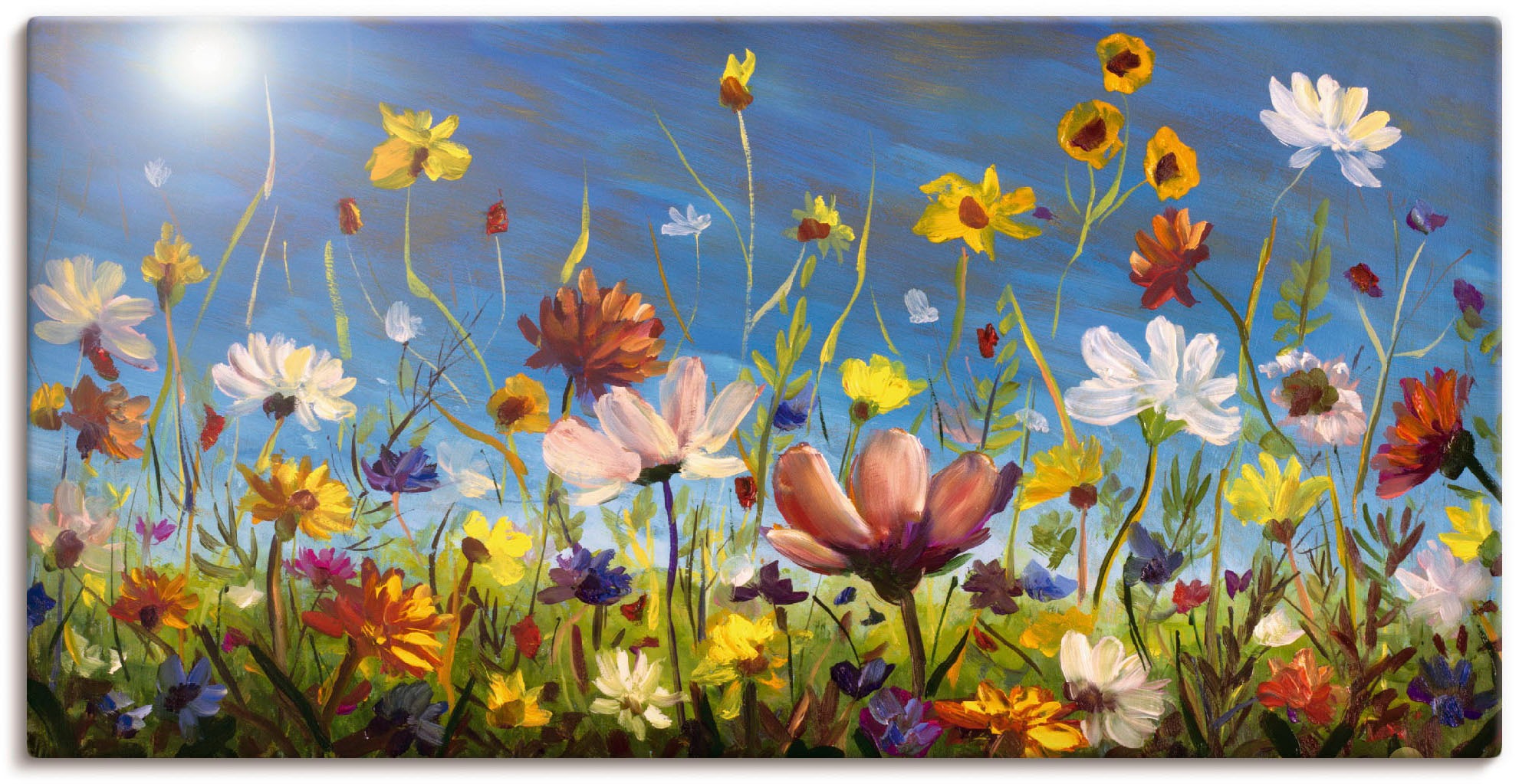 Artland Wandbild »Wildblumenwiese blauer Himmel«, Blumenwiese, (1 St.), als günstig online kaufen