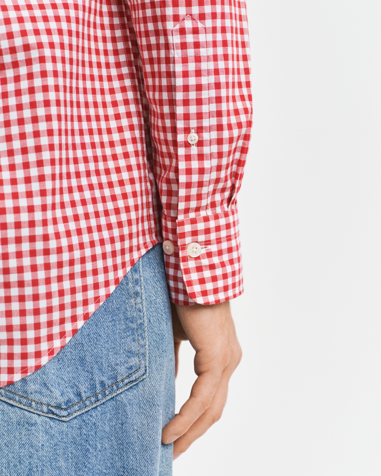 Gant Langarmhemd »REG POPLIN GINGHAM SHIRT«, mit Logostickerei auf der Brust