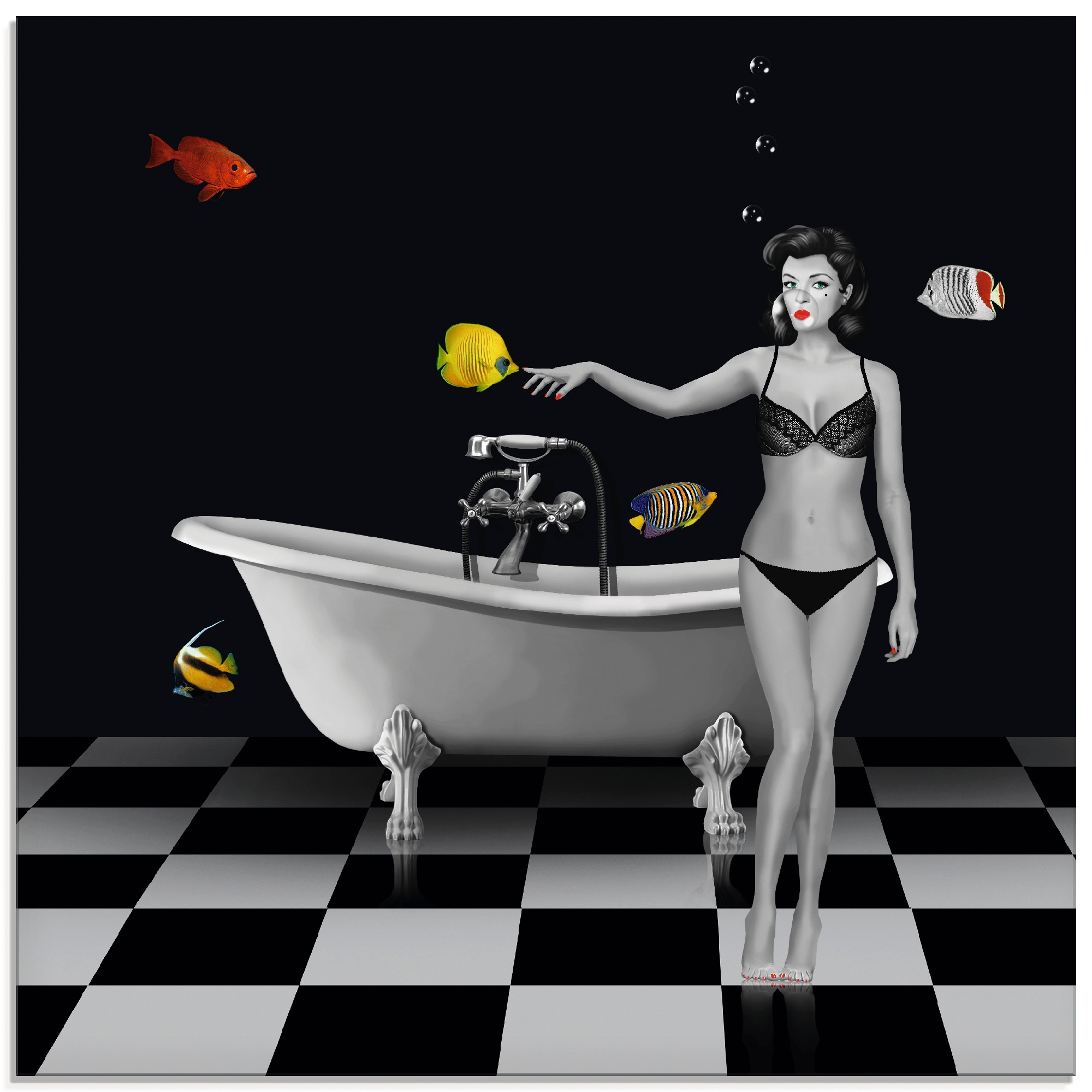 Artland Glasbild »Ein Badezimmer für Fische«, Frau, (1 St.), in verschiedenen Größen