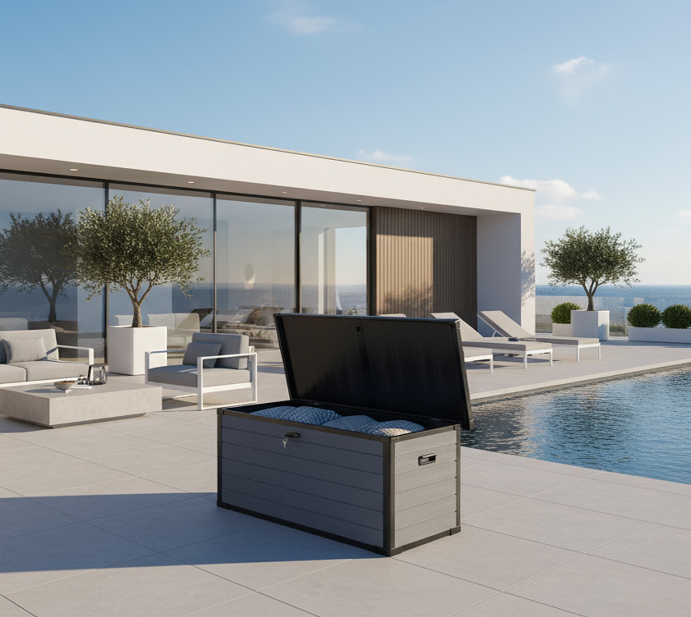 WESTMANN Mülltonnenbox »Pedura 5, 5x 240l, Anthrazit« Mit Fußpedal zum Öffnen