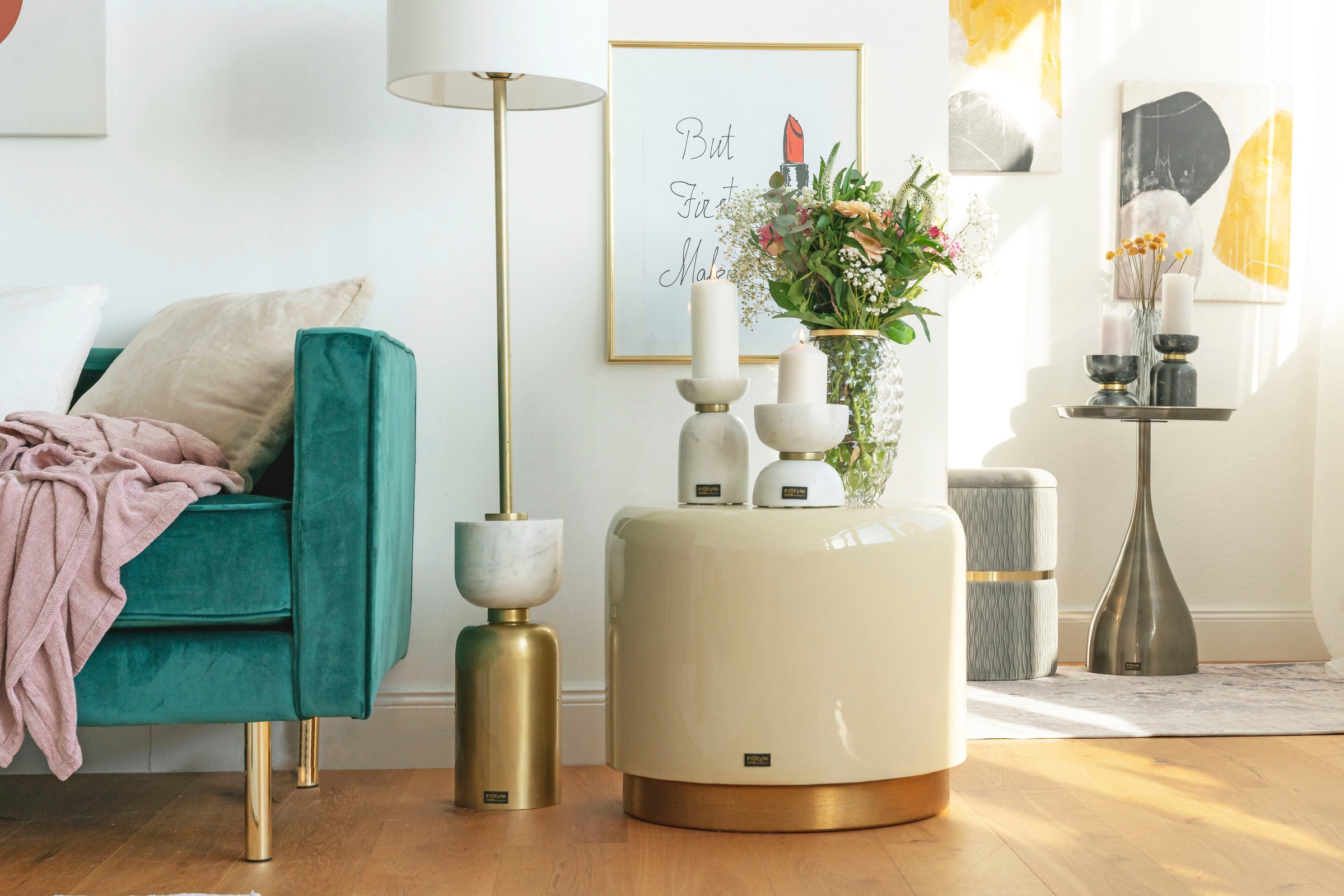 Kayoom Sitzhocker »Hocker Artisse, Edler Touch durch goldenen Sockel«, (1 S günstig online kaufen
