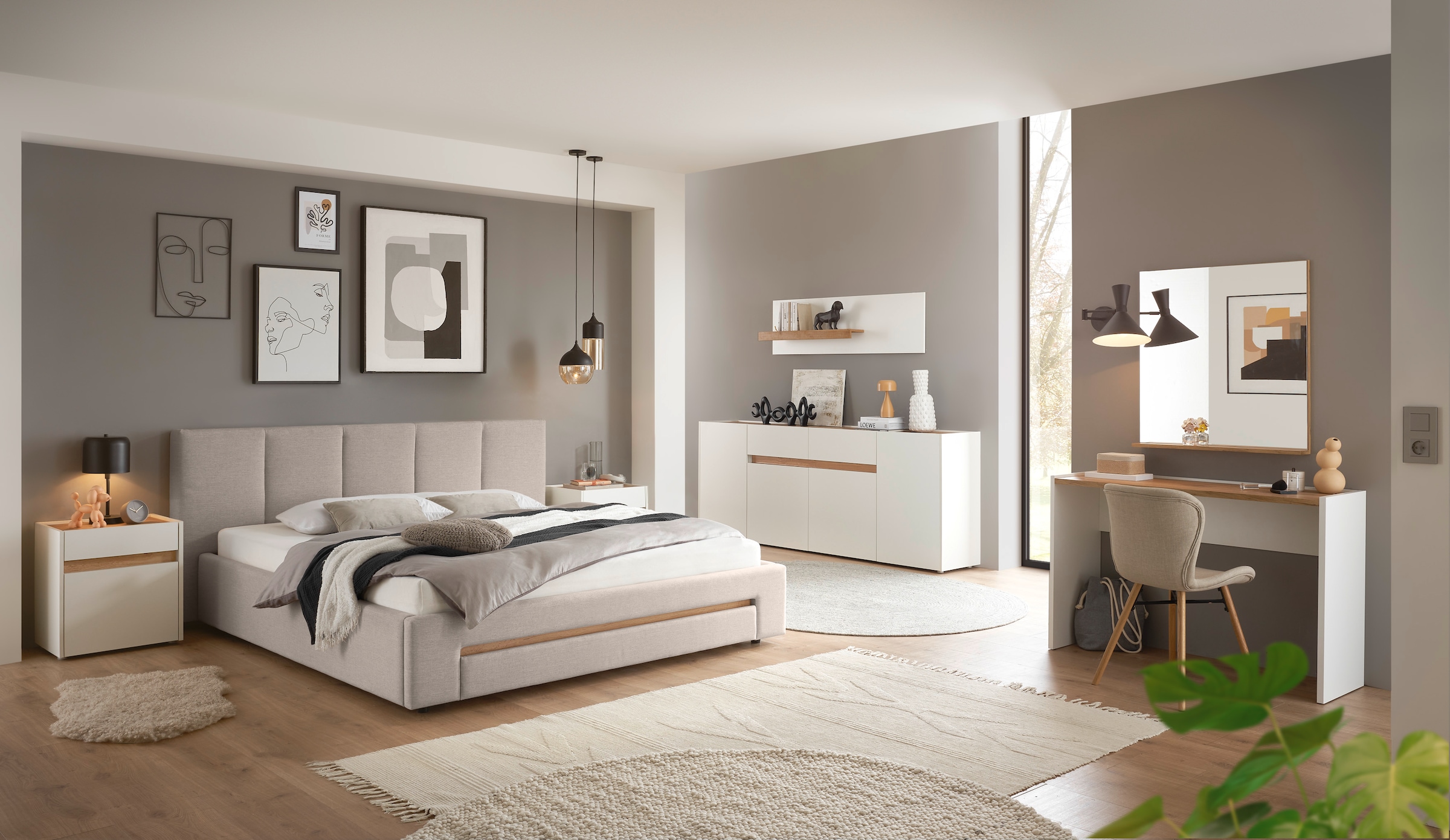 INOSIGN Polsterbett »CiTY/GiRON, Bettgestell mit Bettkasten, gepolstertes Stauraumbett«, mit Hundebett oder Stauraumschublade, Bezug Cord-oder Leinenoptik