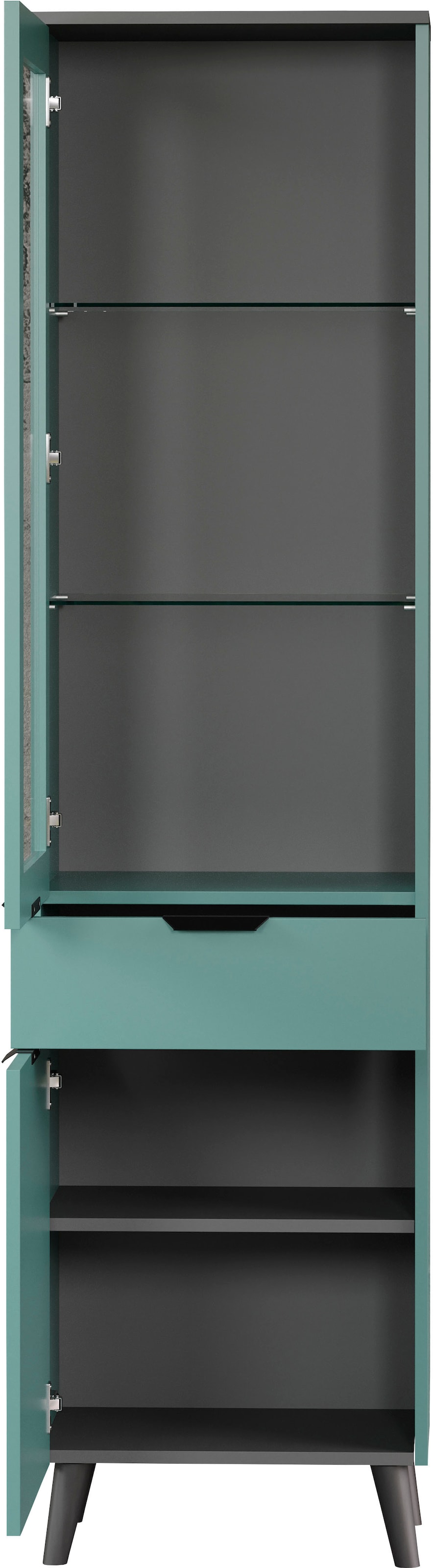 andas Vitrine »Mikkeline«, (1 St.), Wohnzimmerschrank mit einer Glastür und 2 Glasböden, Breite 49 cm