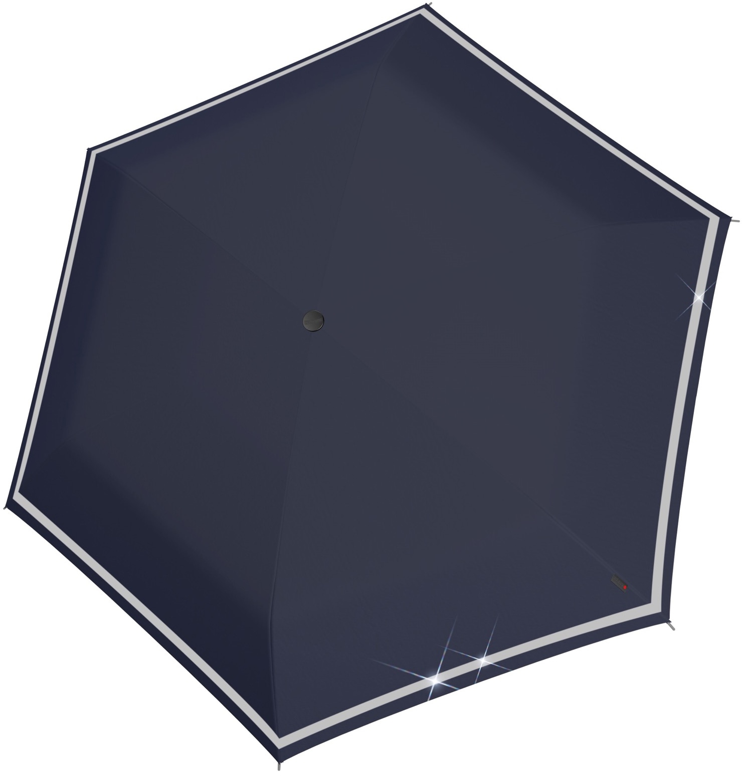 Knirps® Taschenregenschirm »Rookie manual, umlaufendem, am Schirmdach reflective«, reflektierendem Band mit navy für Kinder; kaufen online