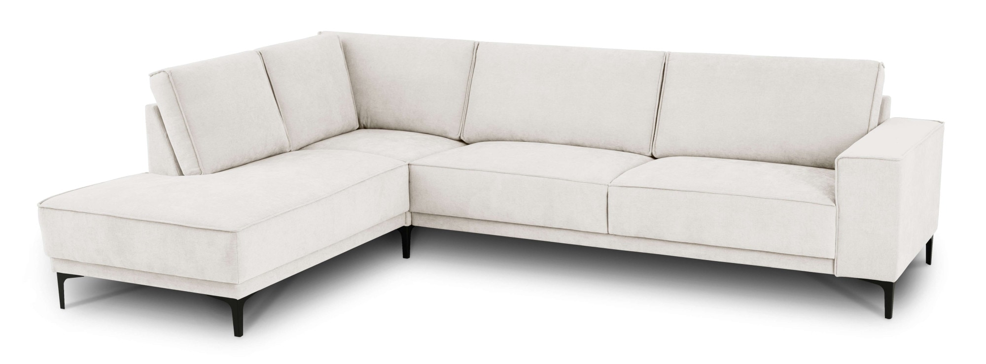 Places of Style Ecksofa »Polsterecke Oland, Struktur, Flachgewebe, Luxus-Microfaser, Boucle«, L-Form, 289 cm, Wellenunterfederung, Skandi-Design, Metallfüße