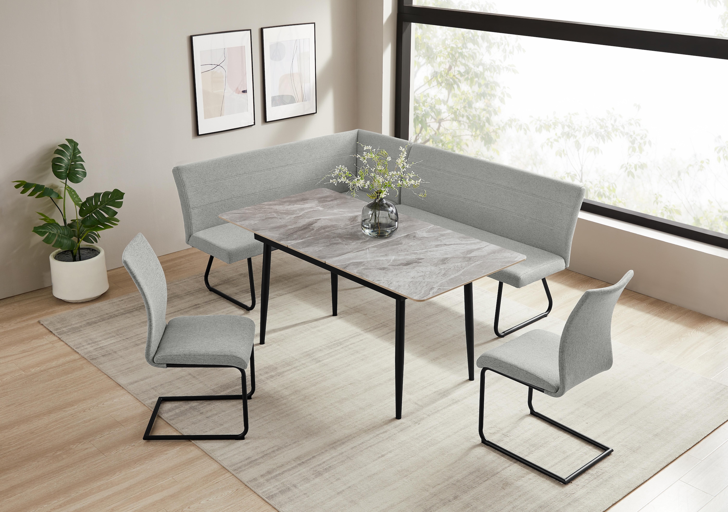 OTTO home Eckbank »Blee« pflegeleichter Strukturstoff, komfortable Polsterung, Metallgestell