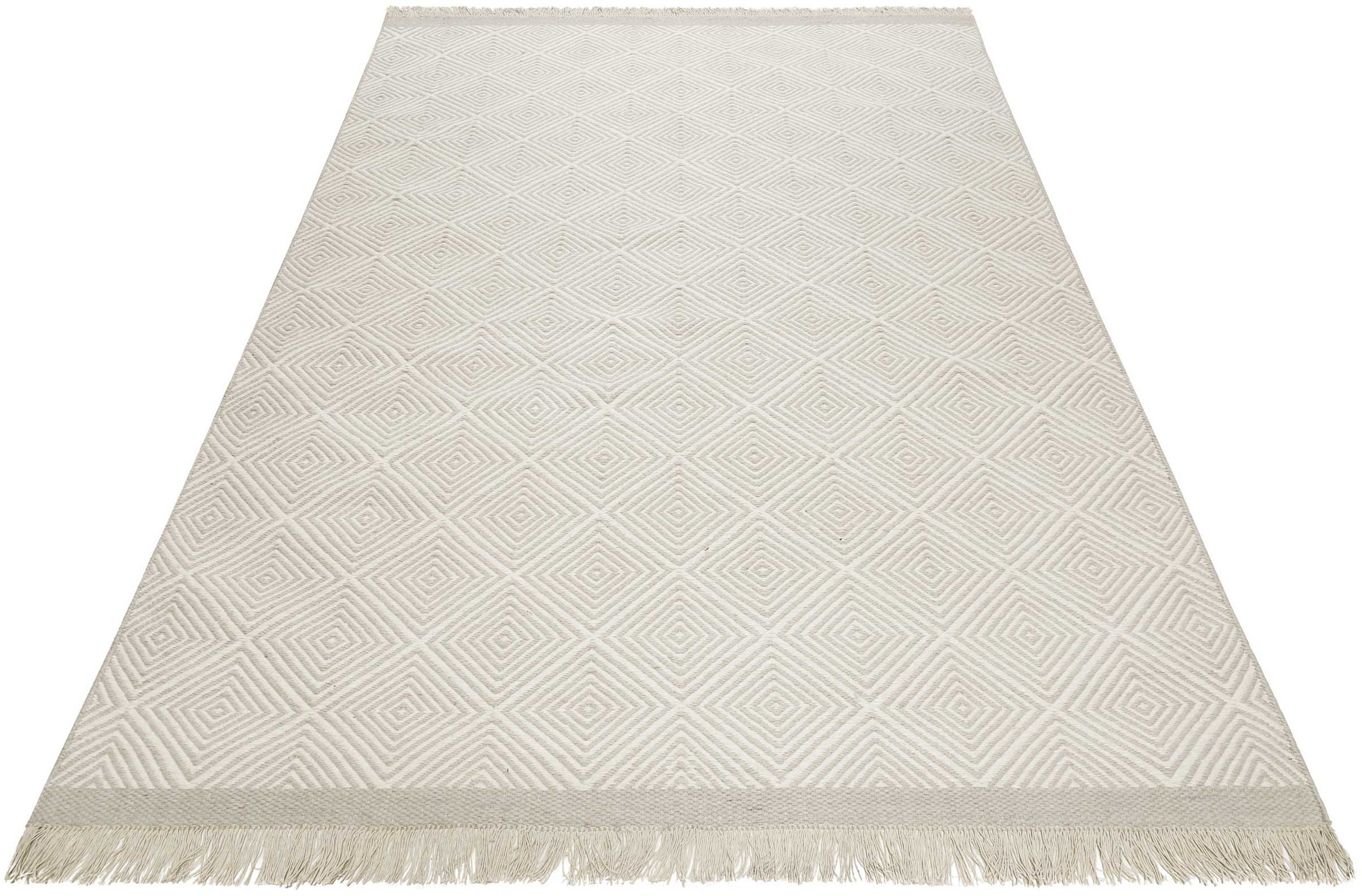Esprit Wollteppich »Cairo ESP-2206«, rechteckig, 10 mm Höhe, Naturfaserteppich mit Fransen im modernen Design, Wohnzimmer