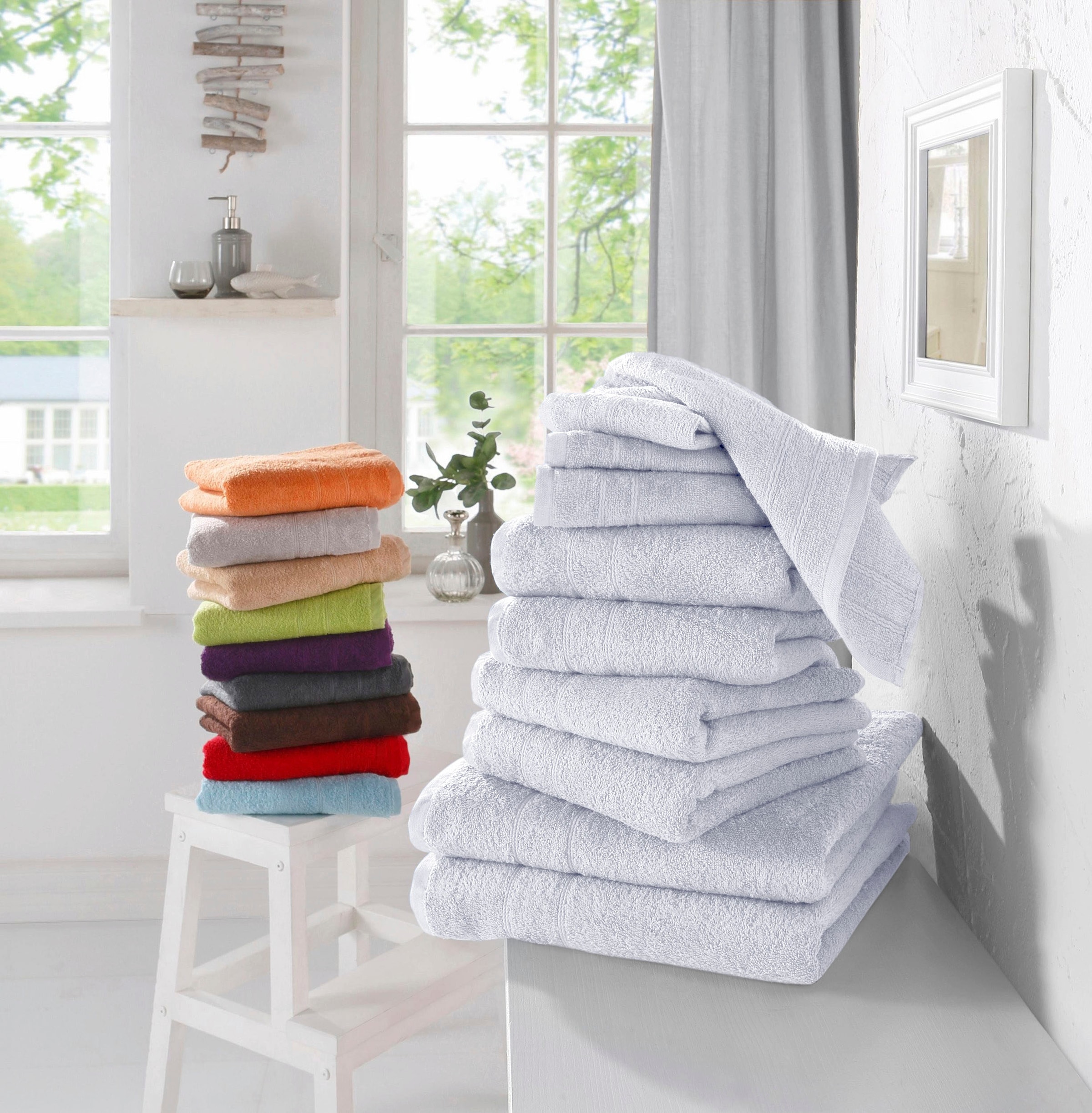 my home »Inga«, mit Baumwolle Set Handtuch Handtuchset und 100% aus schnell 10 Bordüre, feiner tlg., Handtücher Set, bestellen Walkfrottee, bequem