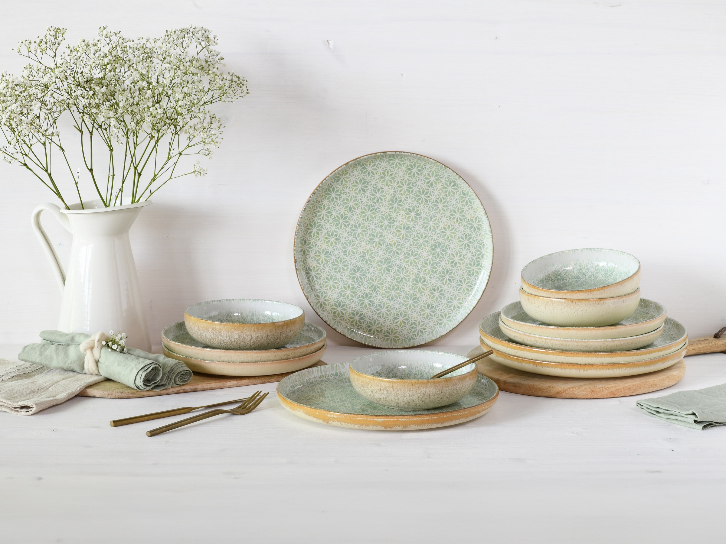 CreaTable Teller-Set »Uno Emiliana, Tellerset 12-tlg« Shabby Look, Vintage günstig online kaufen