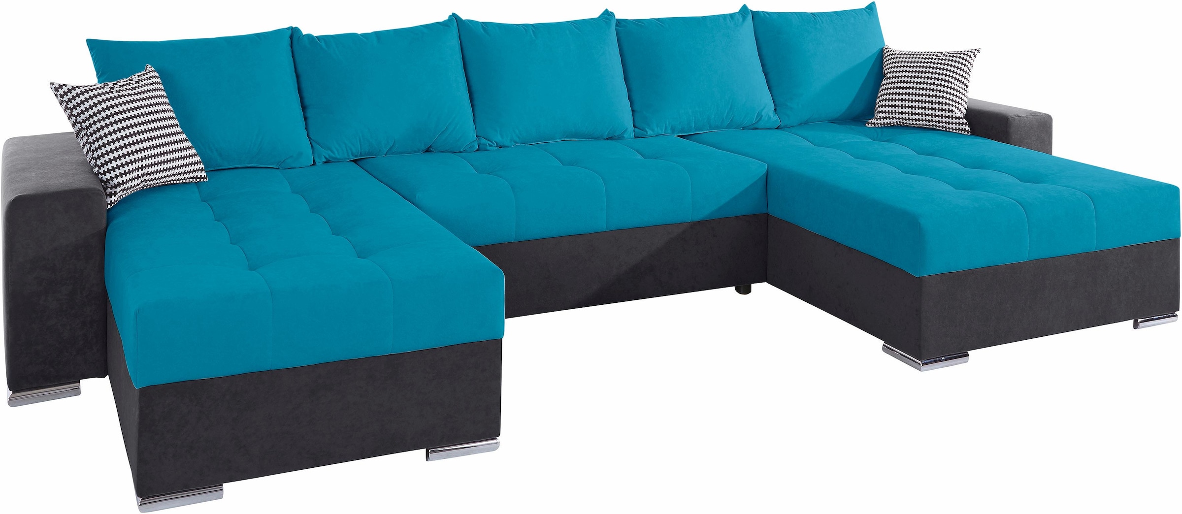 COLLECTION AB Wohnlandschaft »XXL-Josy U-Form, Breite 333 cm, mit 2 Recamieren 77 & 97 cm«, inkl. Bettfunktion, Bettkasten, mit 5 gleich großen Rückenkissen