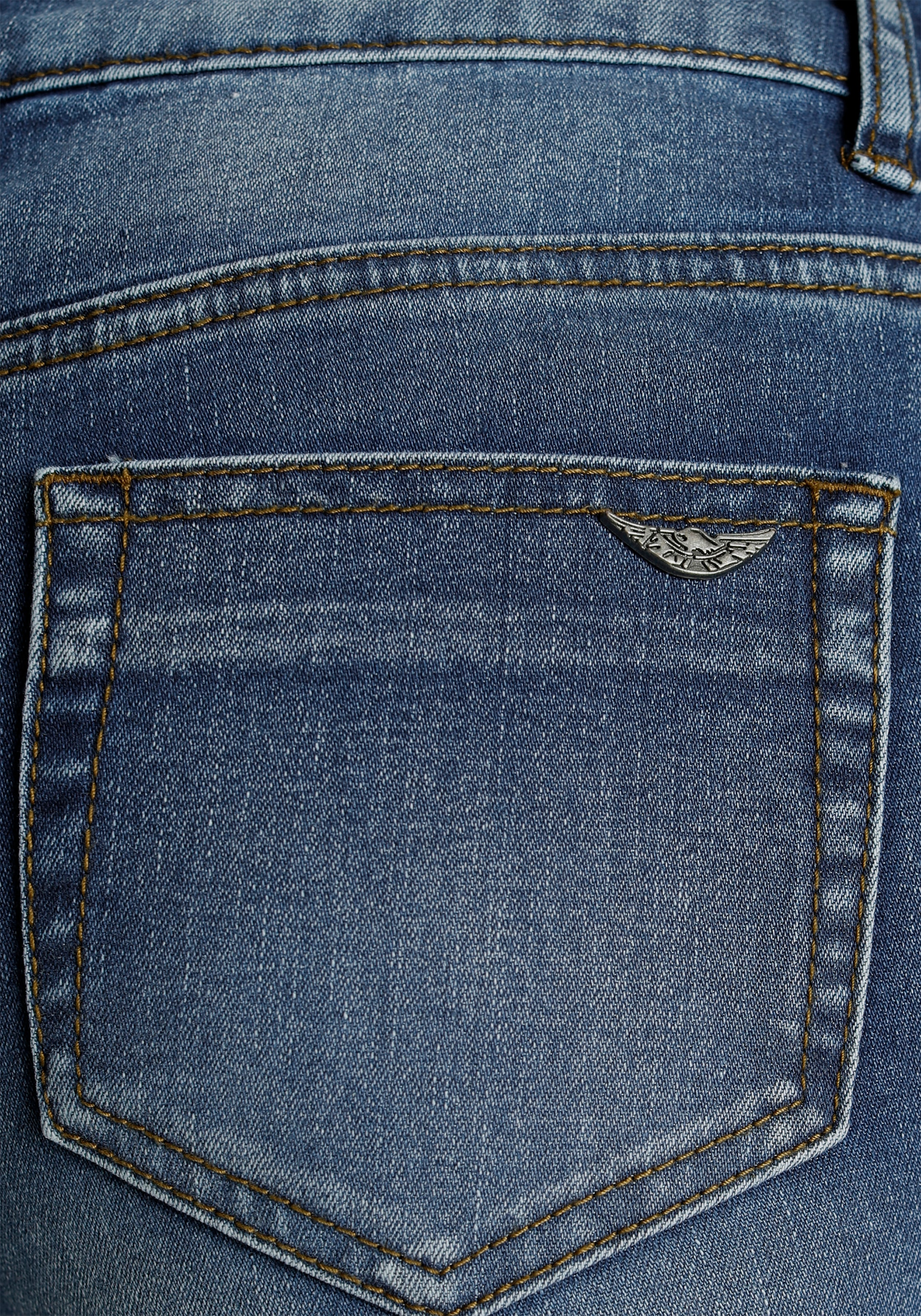 Arizona Skinny-fit-Jeans »mit Keileinsätzen«, extra-enger Beinschnitt, niedrige Leibhöhe