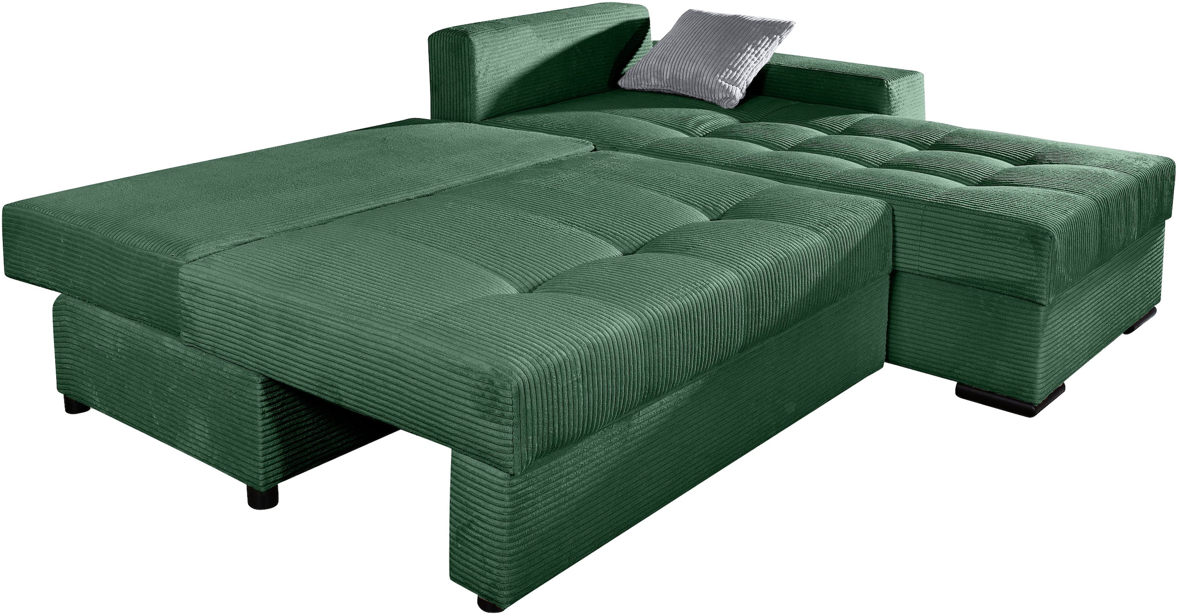 COLLECTION AB Ecksofa »Josy L-Form, B: 214 cm in Cord, Cord-Mix« mit Bettfunktion, Bettkasten & 2 Zierkissen, Federkern