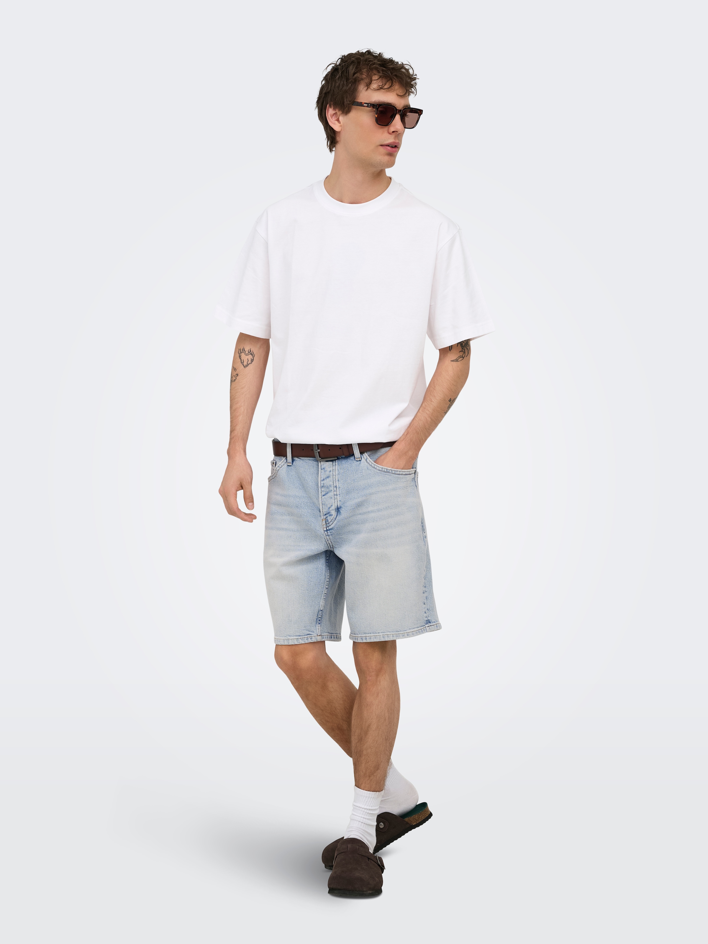 ONLY & SONS Jeansshorts »ONSEDGE PER LBB 9382 DOT DNM SHORTS NOOS« Baumwollmischung, straight fit