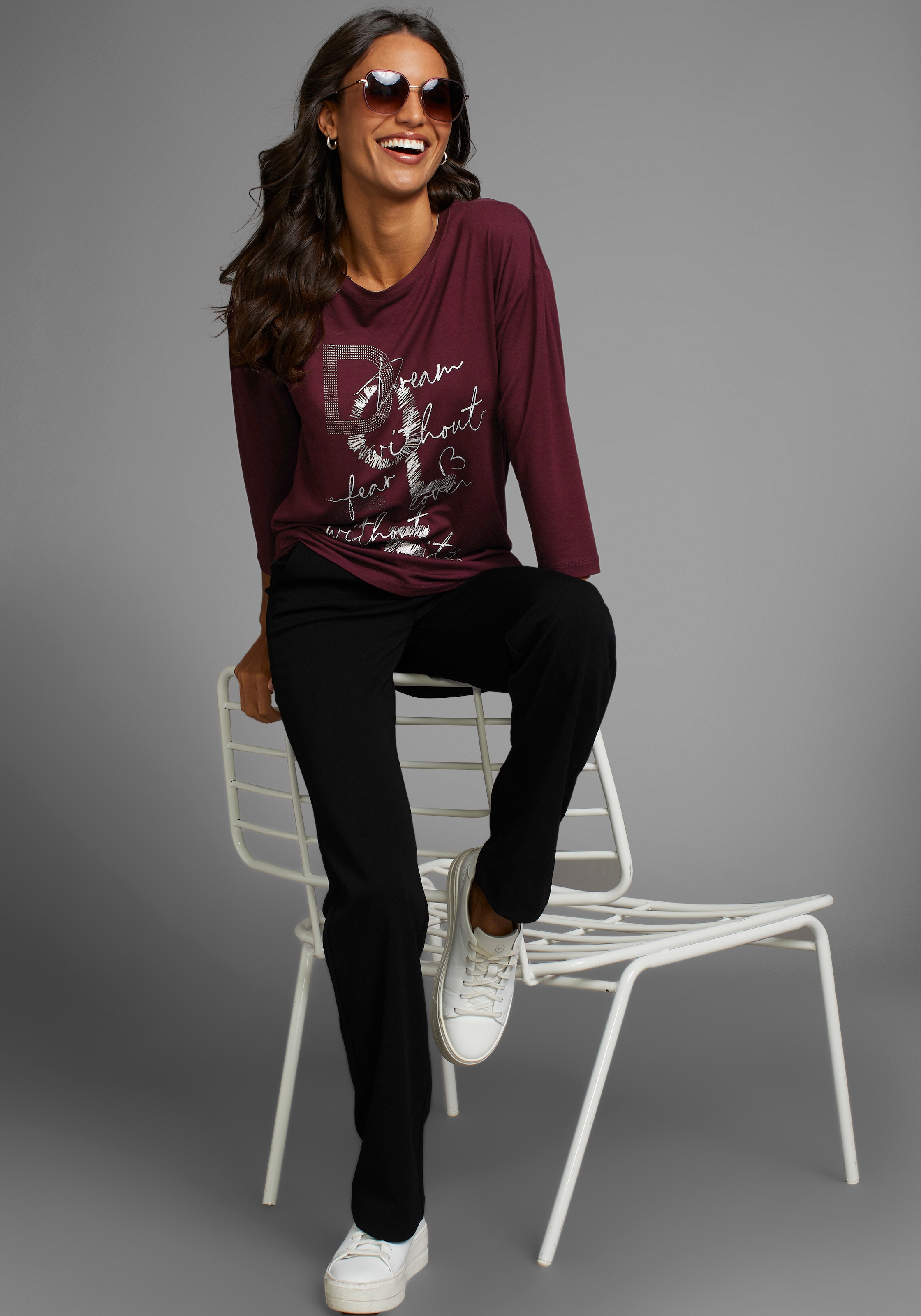 Laura Scott 3/4-Arm-Shirt mit Glitzerpint