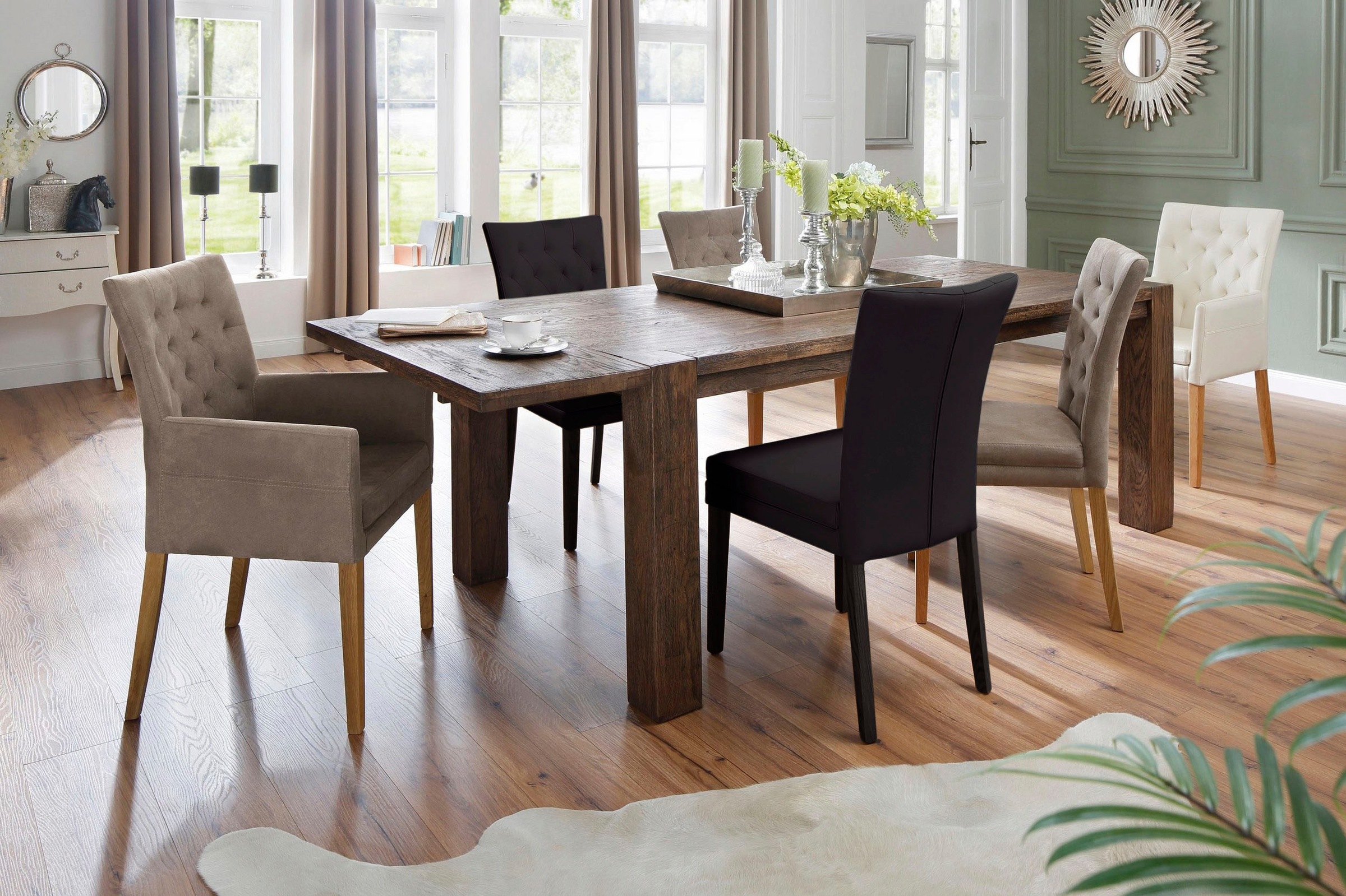 Home affaire 4-Fußstuhl »Colorado«, (Set), 2 St., Kunstleder, Beine aus Buche, wengefarben lackiert, Im 2er, 4er oder 6er-Set