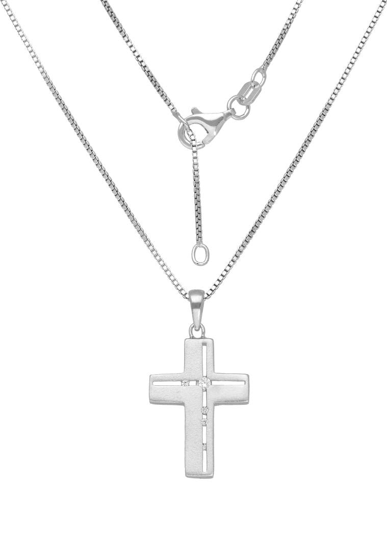 Firetti Kette mit Anhänger »Schmuck Geschenk, im Kreuz, kaufen Glaube, satiniert«, mit religiös, Online-Shop Zirkonia