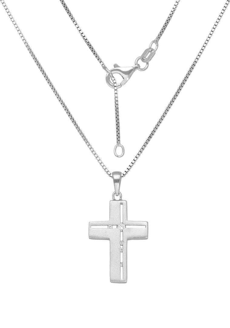 Firetti Kette mit Anhänger satiniert«, mit religiös, im Kreuz, Online-Shop Zirkonia »Schmuck Glaube, Geschenk, kaufen