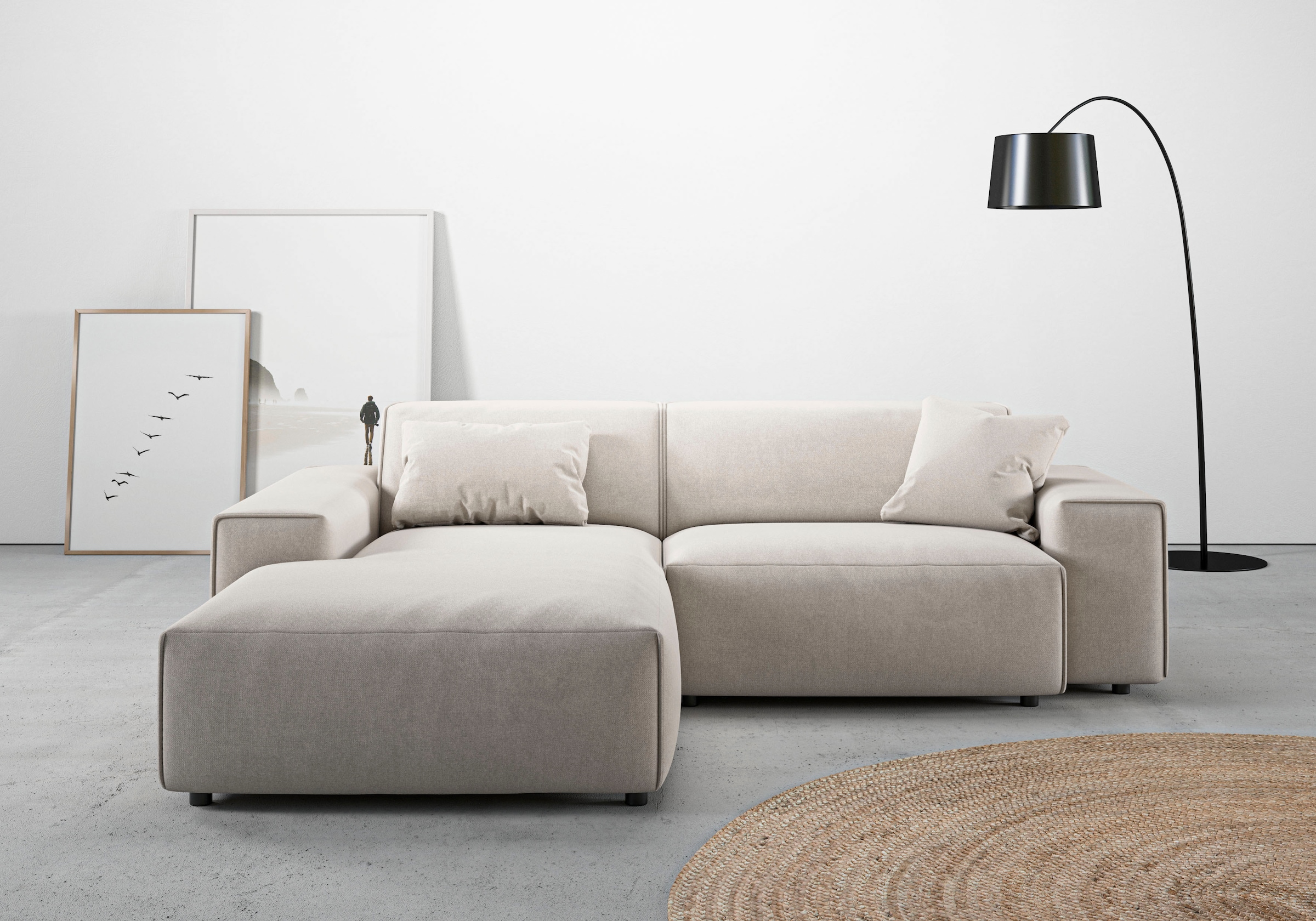 andas Ecksofa »Glimminge L-Form auch in Breitcord, Feincord + Easy care-Bezug,«, Breite 234, Zierkissen