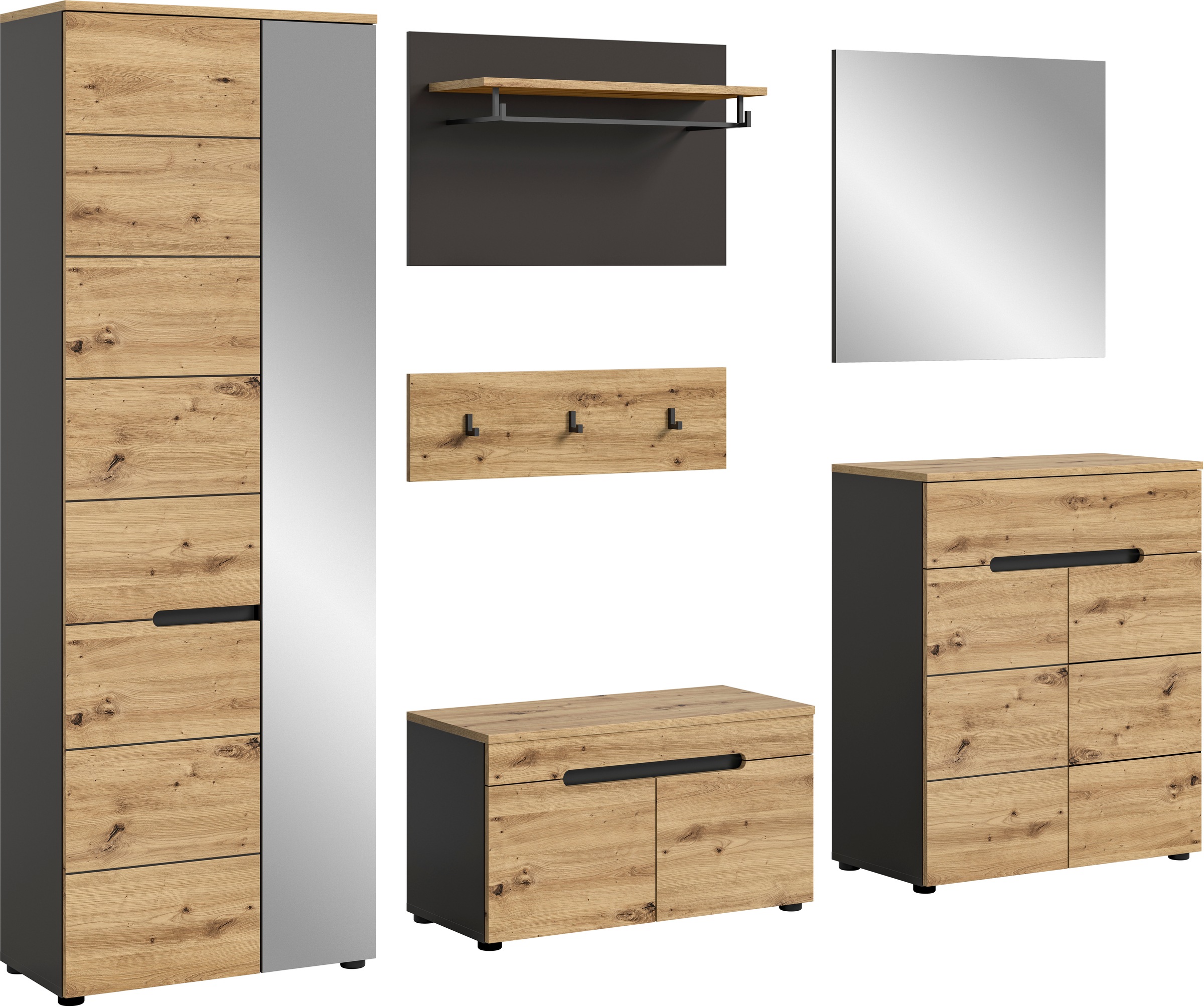 INOSIGN Garderoben-Set "Rehat, Garderobenkombination, Breite 255cm", (6 St. günstig online kaufen