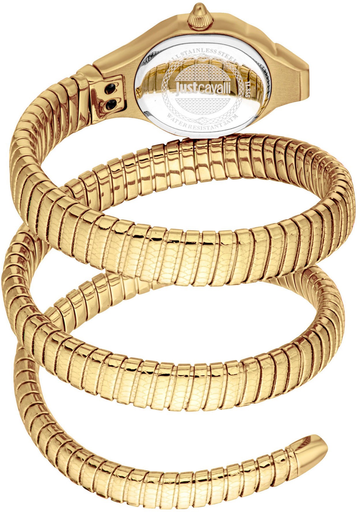 Just Cavalli Time Quarzuhr »Signature Snake« Armbanduhr, Damenuhr, Edelstahlarmband, analog, Kristallsteine
