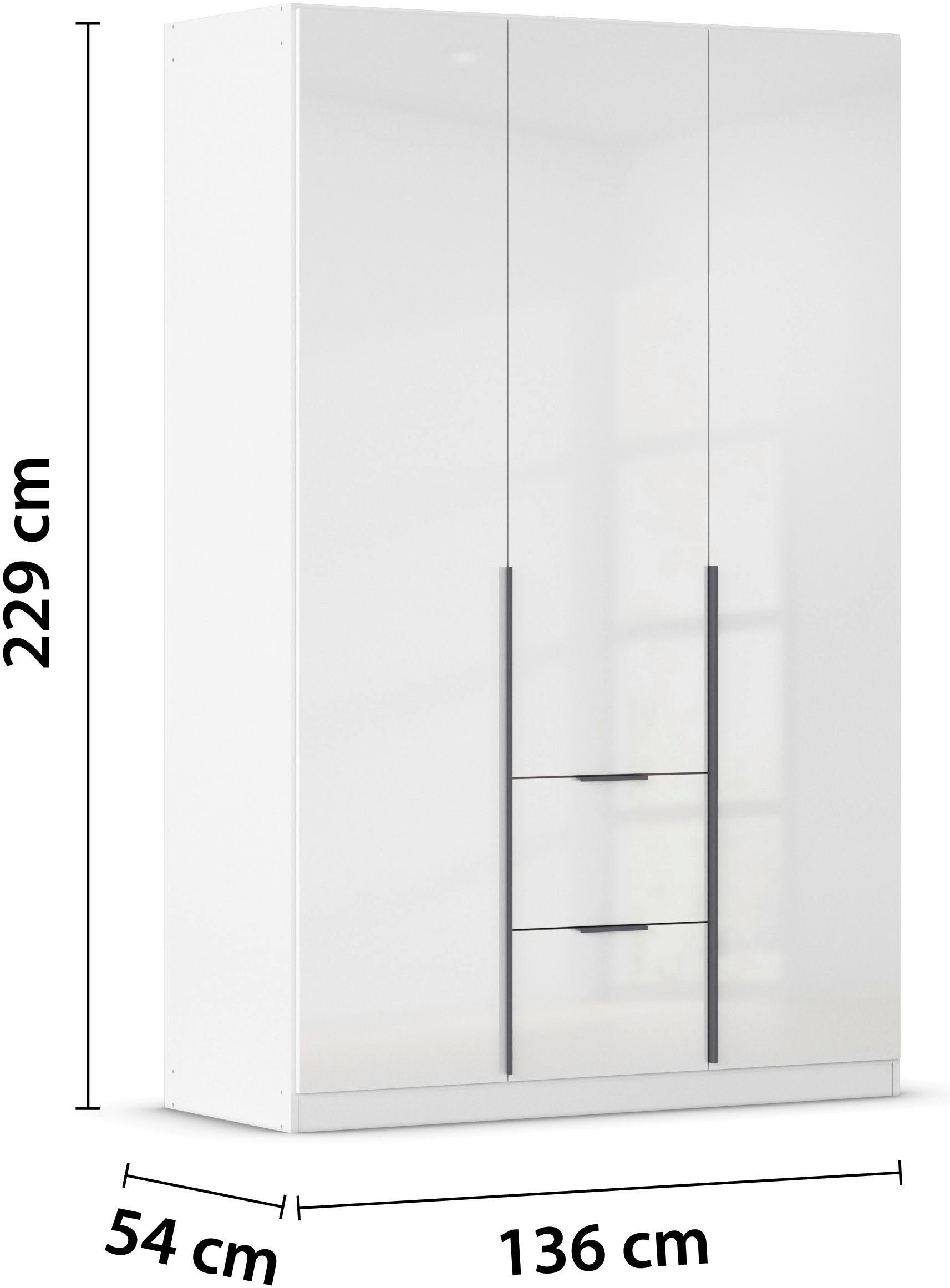 rauch Drehtürenschrank »Kleiderschrank Schrank Garderobe AGORDO mit Dekor- oder Hochglanzfront«, (in zwei Griff-Farben mit Dekor- oder Hochglanzfront), mit Außenschubkästen, in 6 Breiten und 2 Höhen MADE IN GERMANY