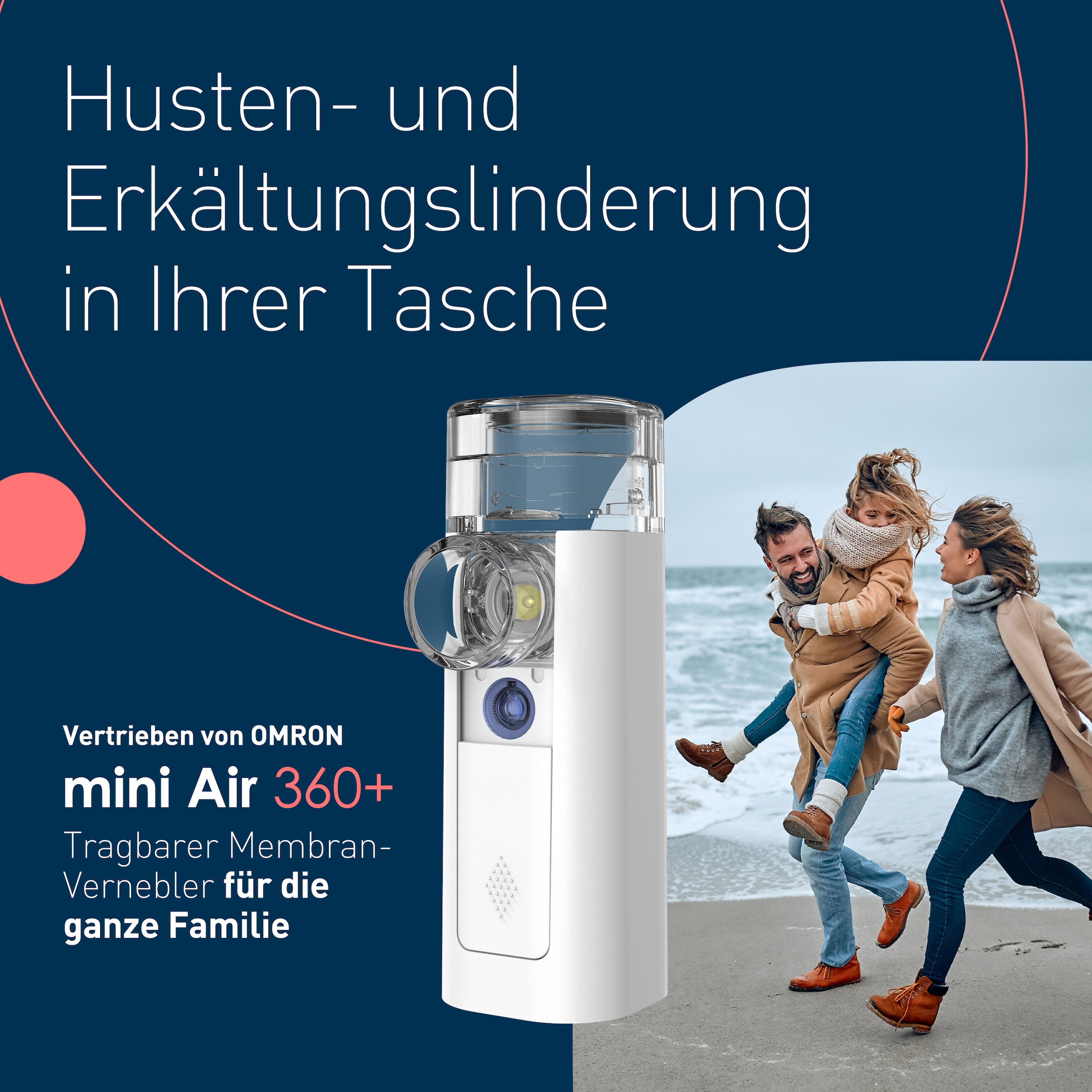 Omron Inhalationsgerät »mini Air 360+ einfach zu bedienen«, geräuschlos, Laden mit Micro-USB, für Erwachsene & Kinder