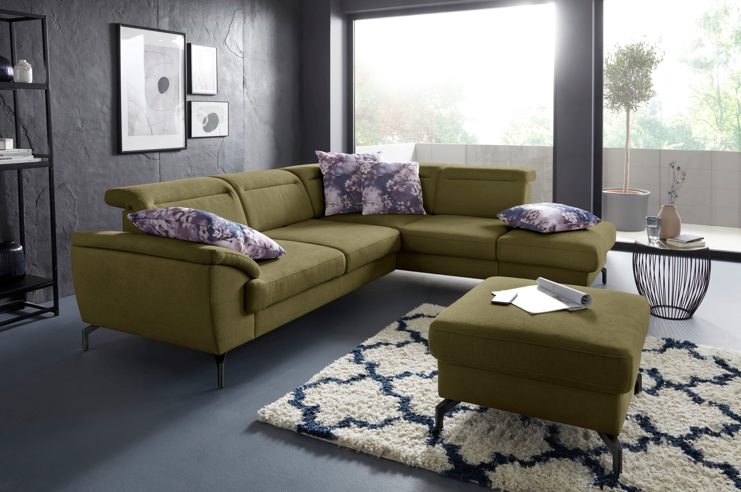 sit&more Ecksofa »Percy L-Form« 15 cm Fußhöhe, Sitztiefenverstellung, wahlw günstig online kaufen