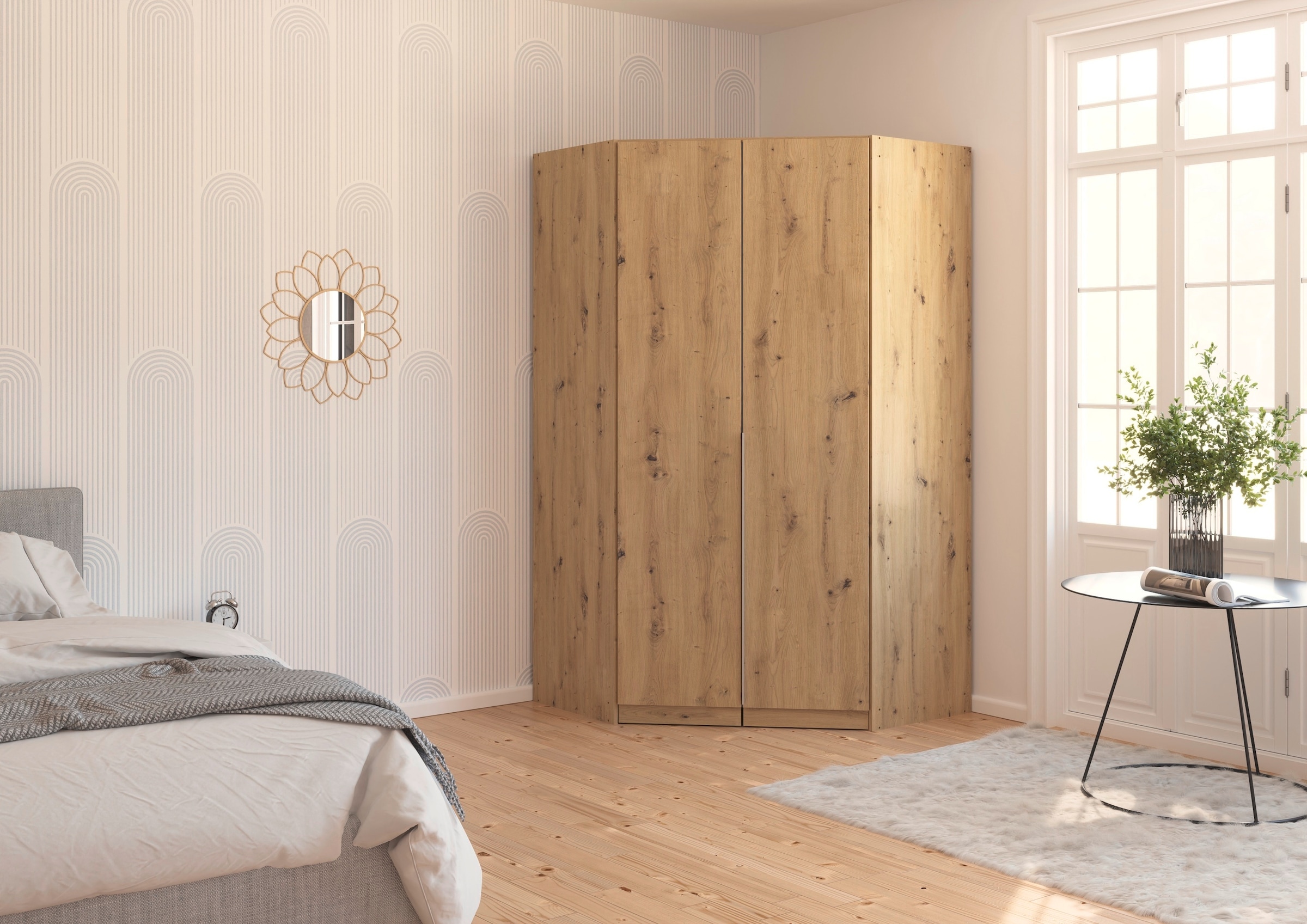 rauch Eckkleiderschrank »Kleiderschrank Schrank Ankleidezimmer Schlafzimmer Garderobe AGORDO«, (in zwei Griff-Farben), voll ausgestattet mit viel Stauraum MADE IN GERMANY