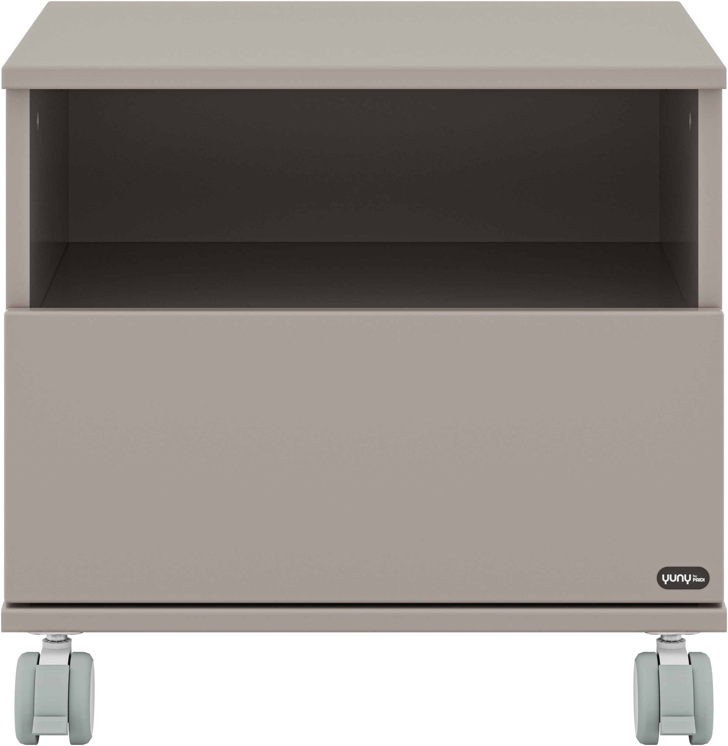 YUNY by PAIDI Nachtkommode »BROTHER STU mit Ablagefach und Schublade«, (B/H/T ca. 48x45x40cm, Taupe), feststellbarer Rollcontainer, Soft-Close