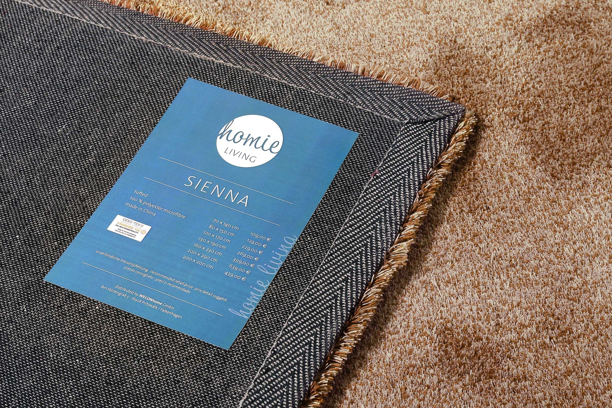 Homie Living Teppich »Sienna«, quadratisch, 20 mm Höhe, Hochflor, Microfaser, uni, weich & kuschelig, Wohnzimmer, Schlafzimmer