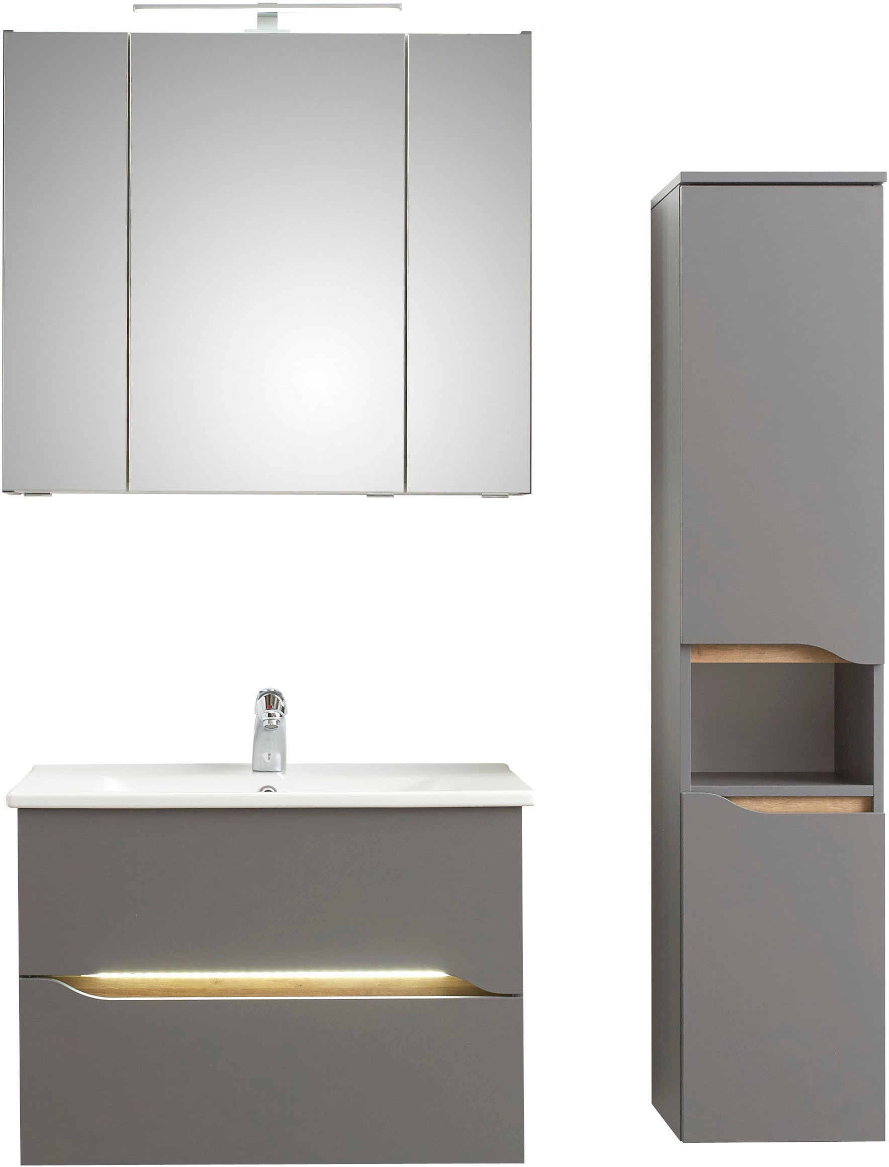 Saphir Badmöbel-Set »Quickset 3-teilig, Keramik-Waschtisch und LED-Spiegels günstig online kaufen